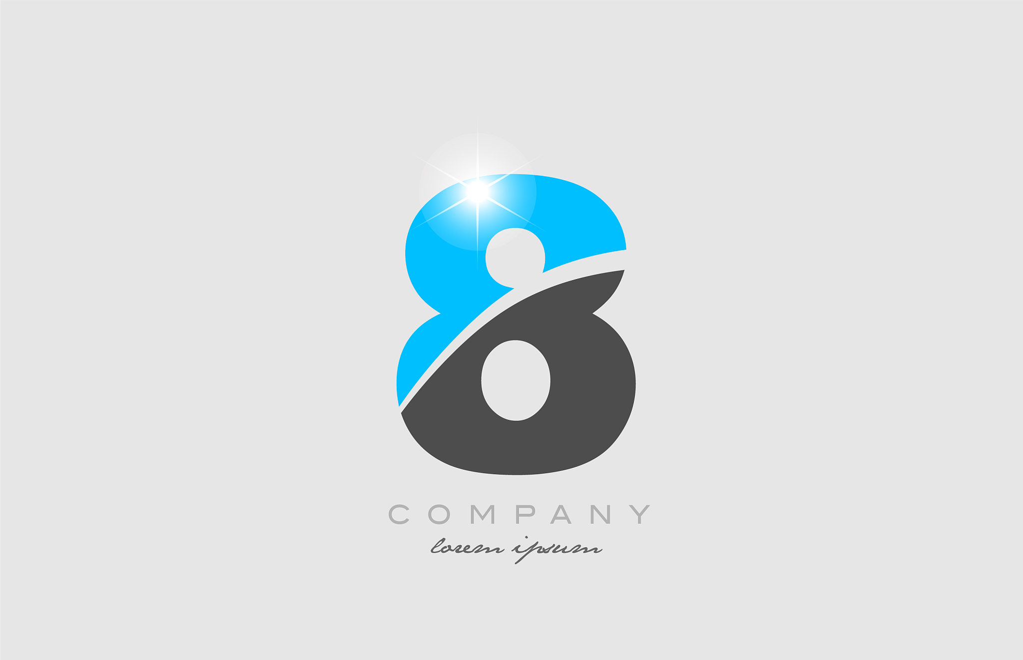 number 8 in grey blue color for logo icon design