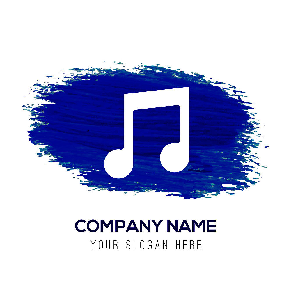 music note icon - blue watercolor background