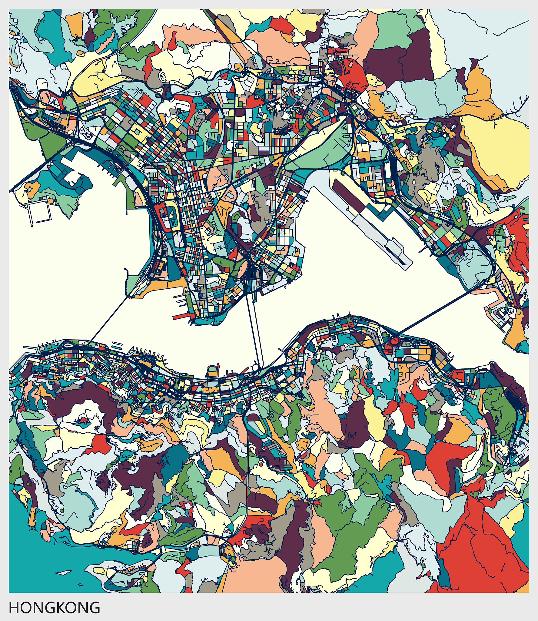 art map of hongkong
