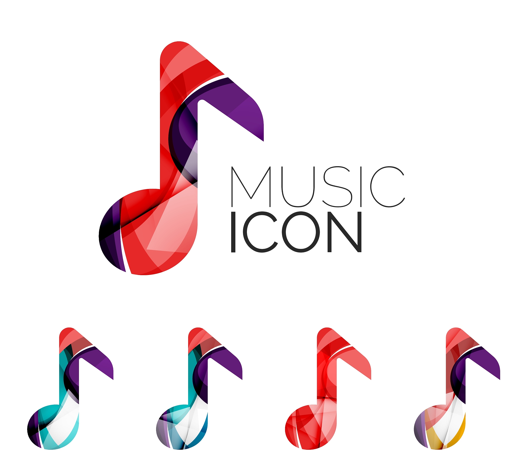 set of abstract music note icon business logotype