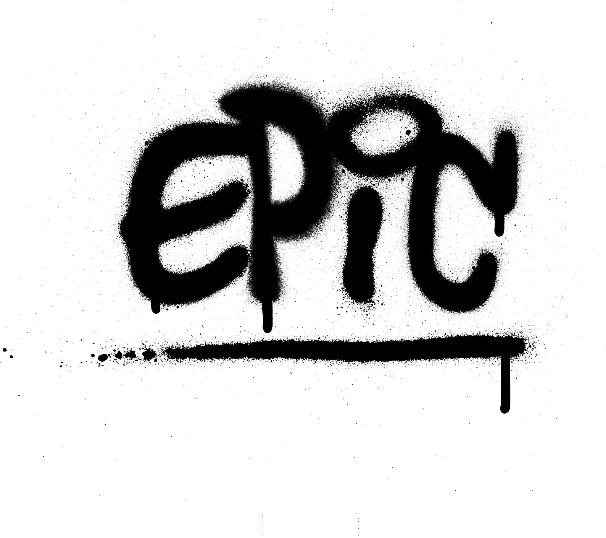 graffiti epic word sprayed in black over white