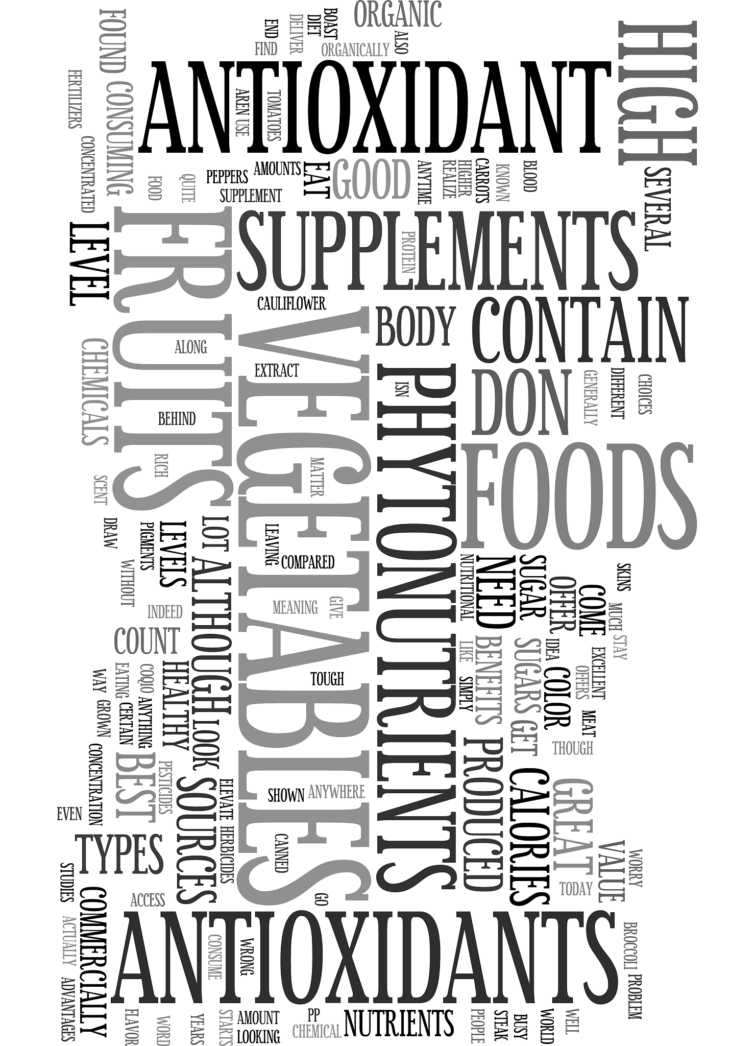 your body and antioxidant foods text word cloud