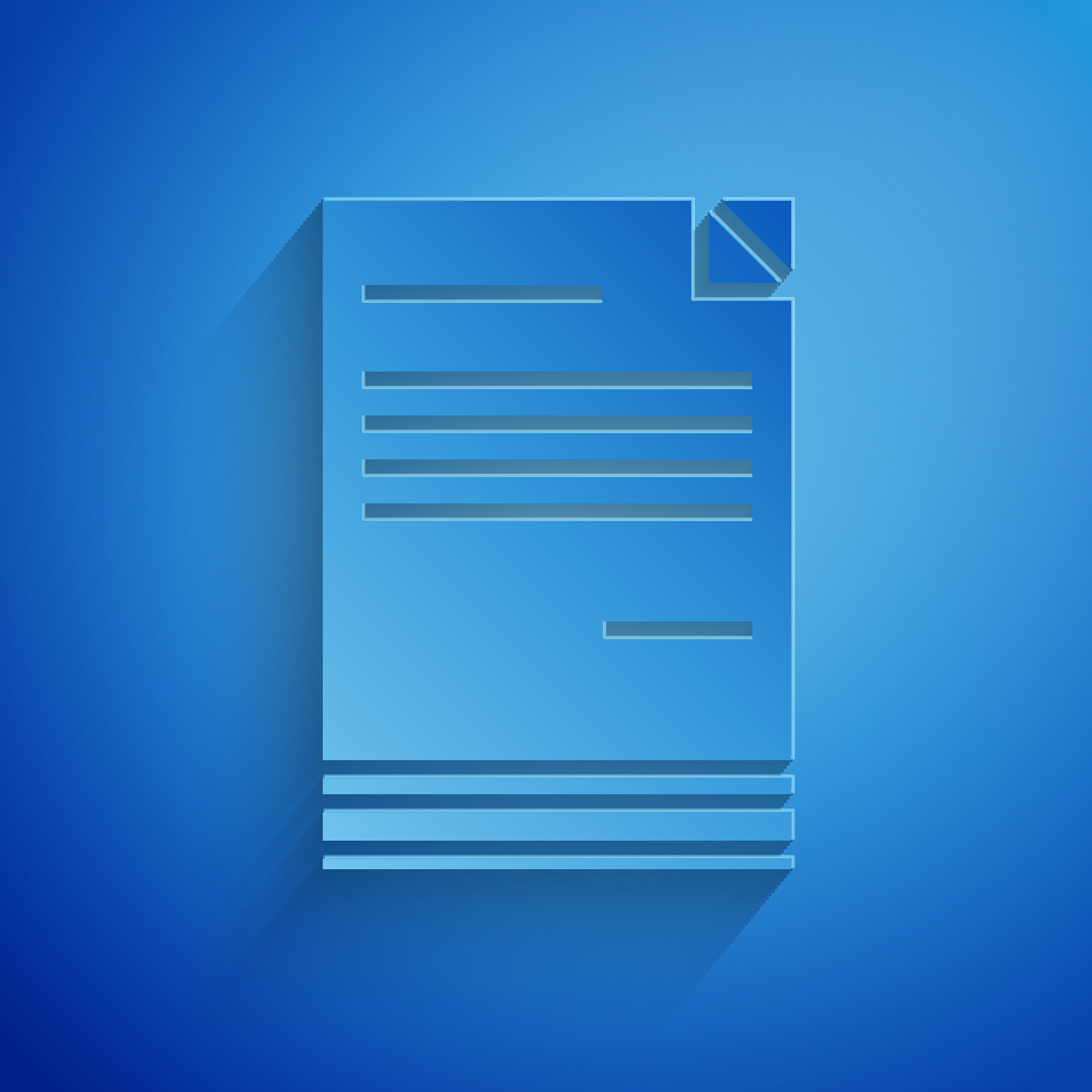 paper cut document icon isolated on blue