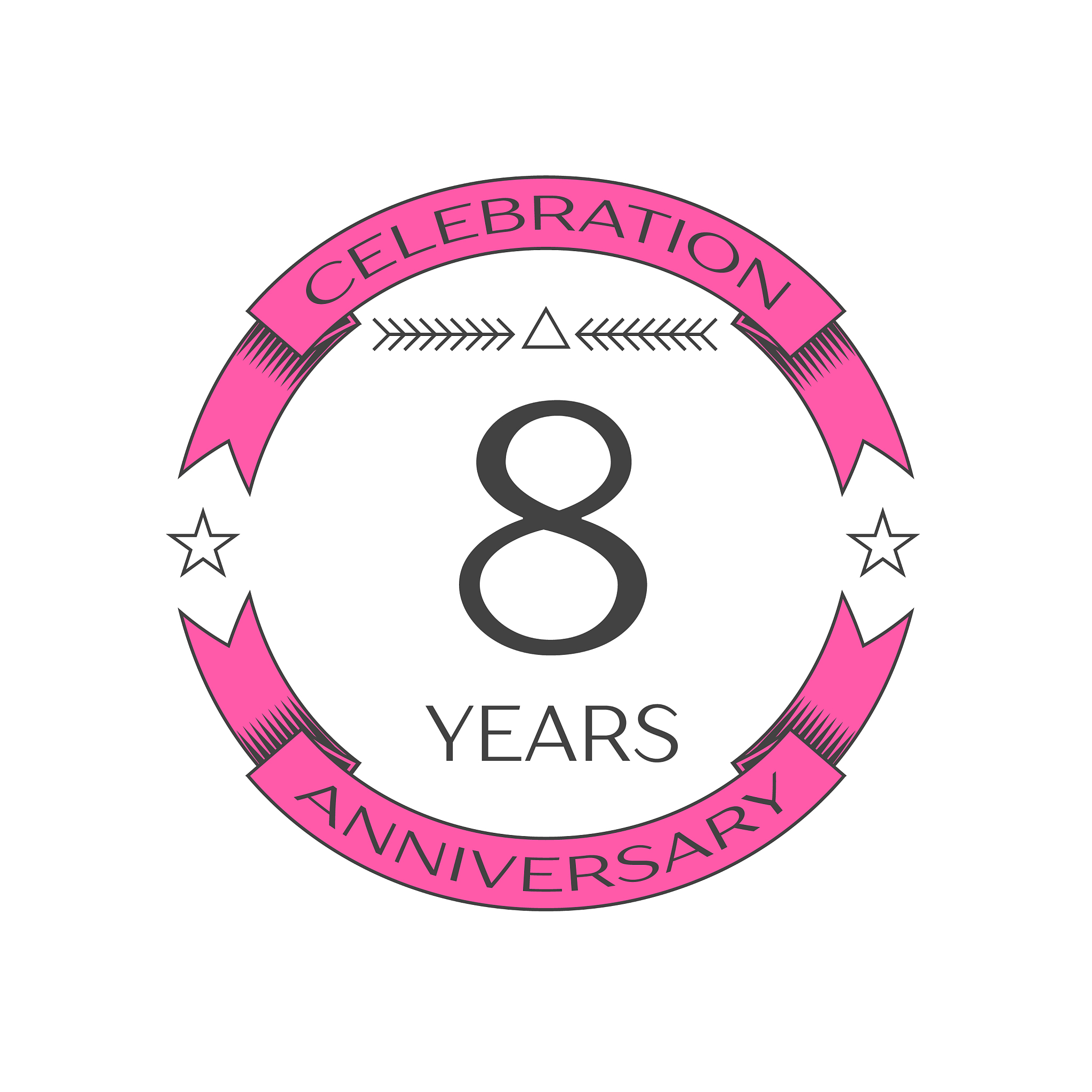 realistic eight years anniversary celebration logo