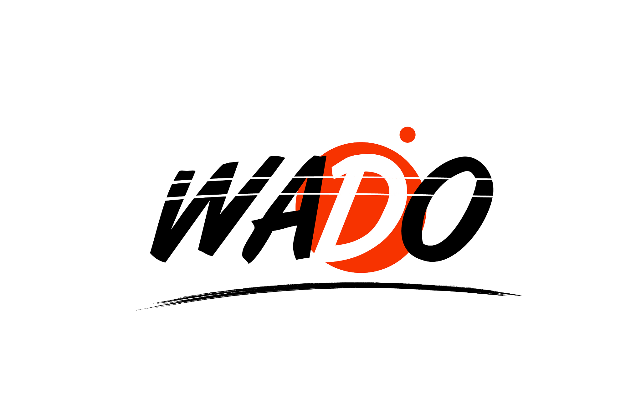 wado word text logo icon with red circle design