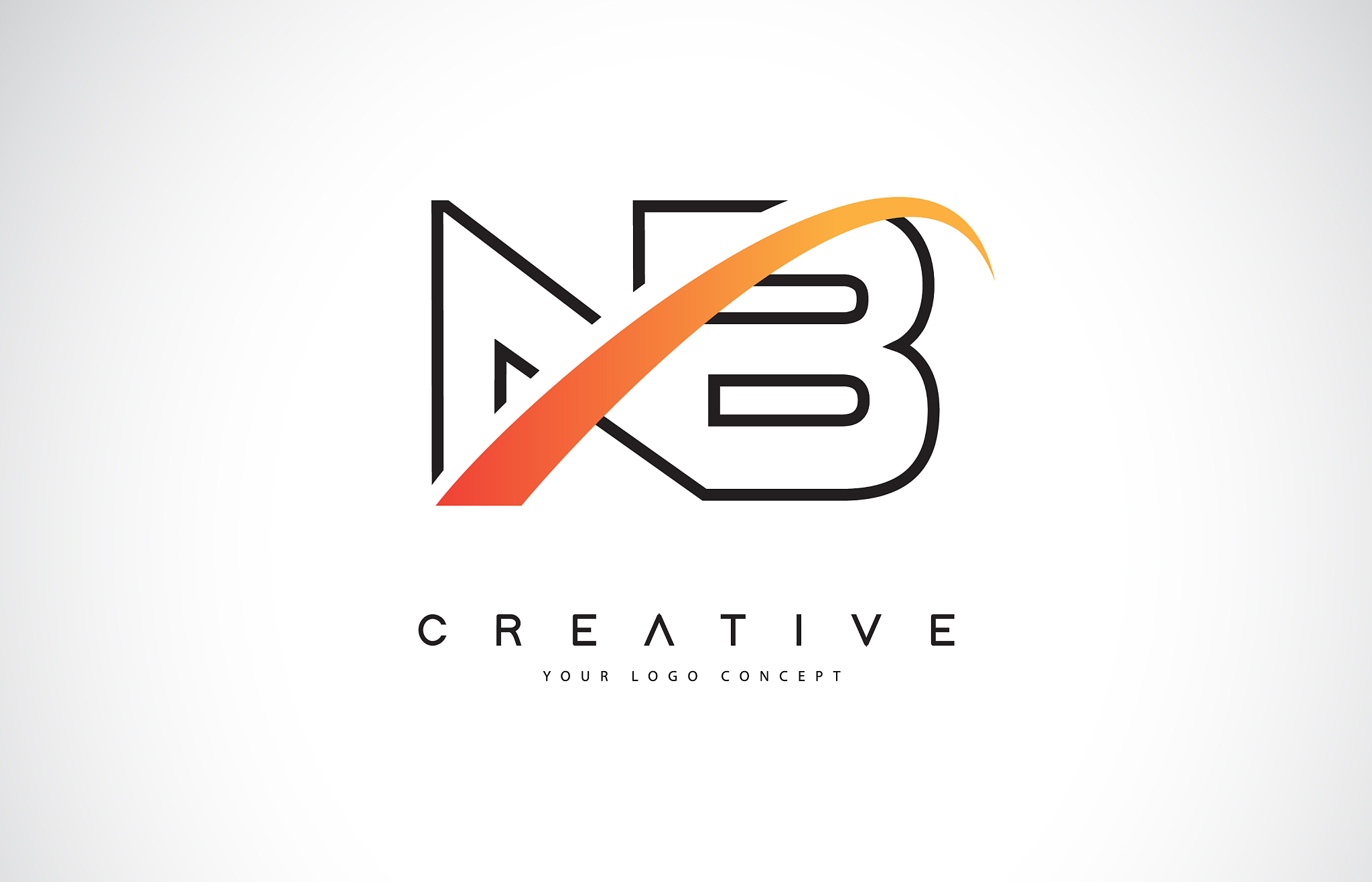 nb n b swoosh letter logo design with modern