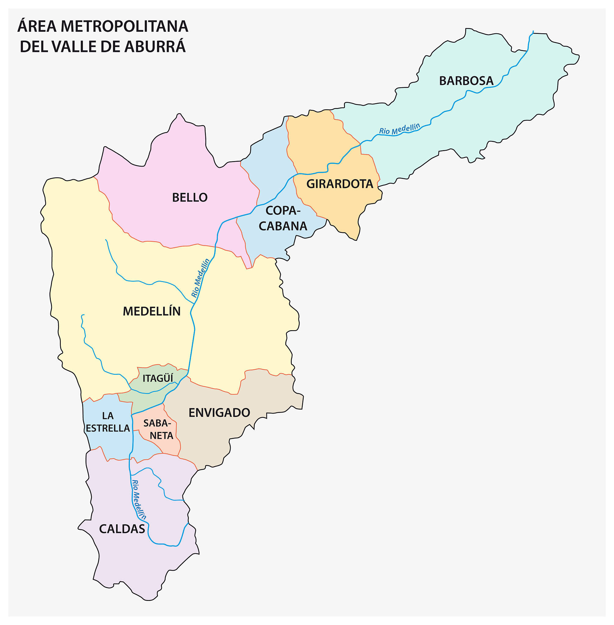 administrative and political map of the colombian metropolitan a