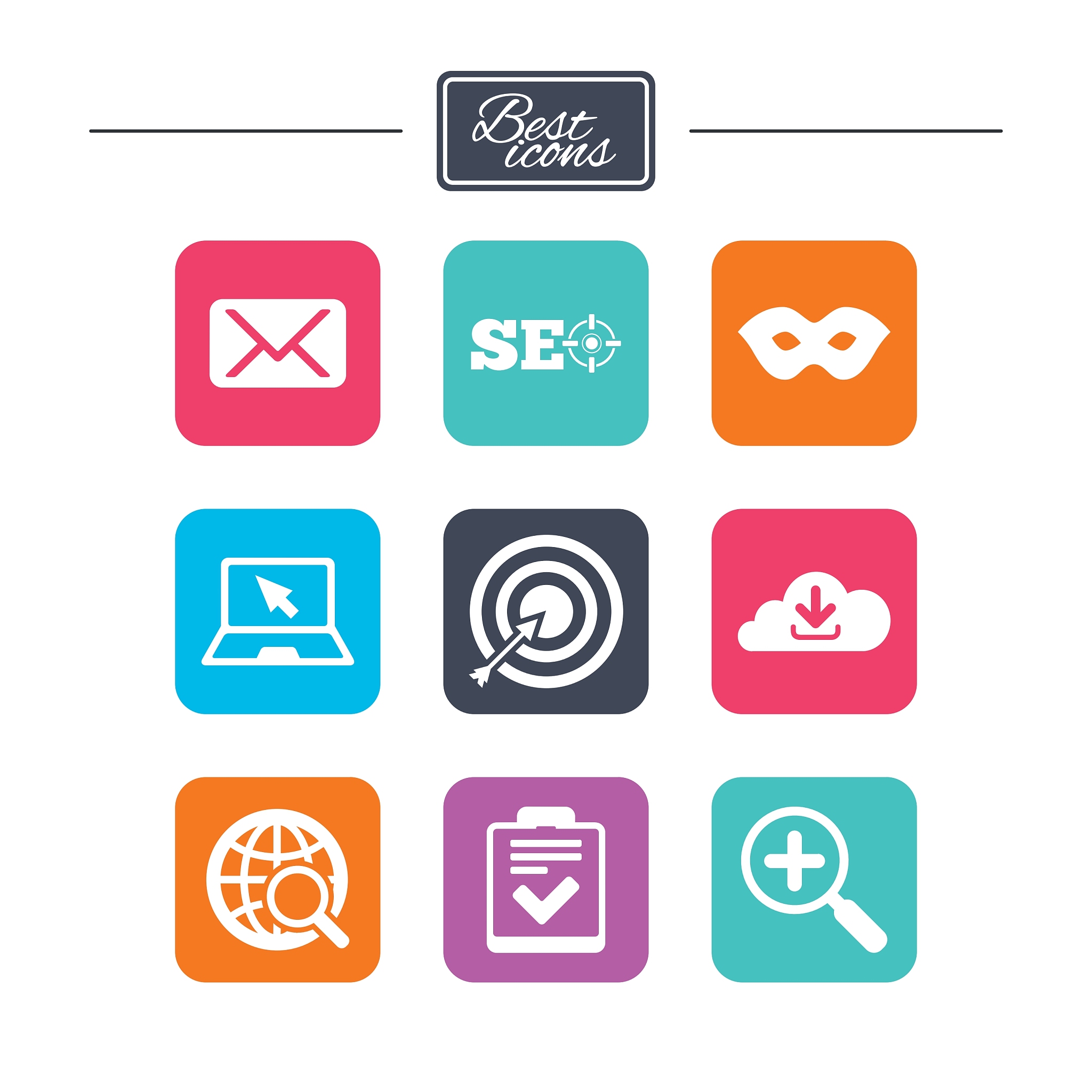 internet seo icons checklist target signs