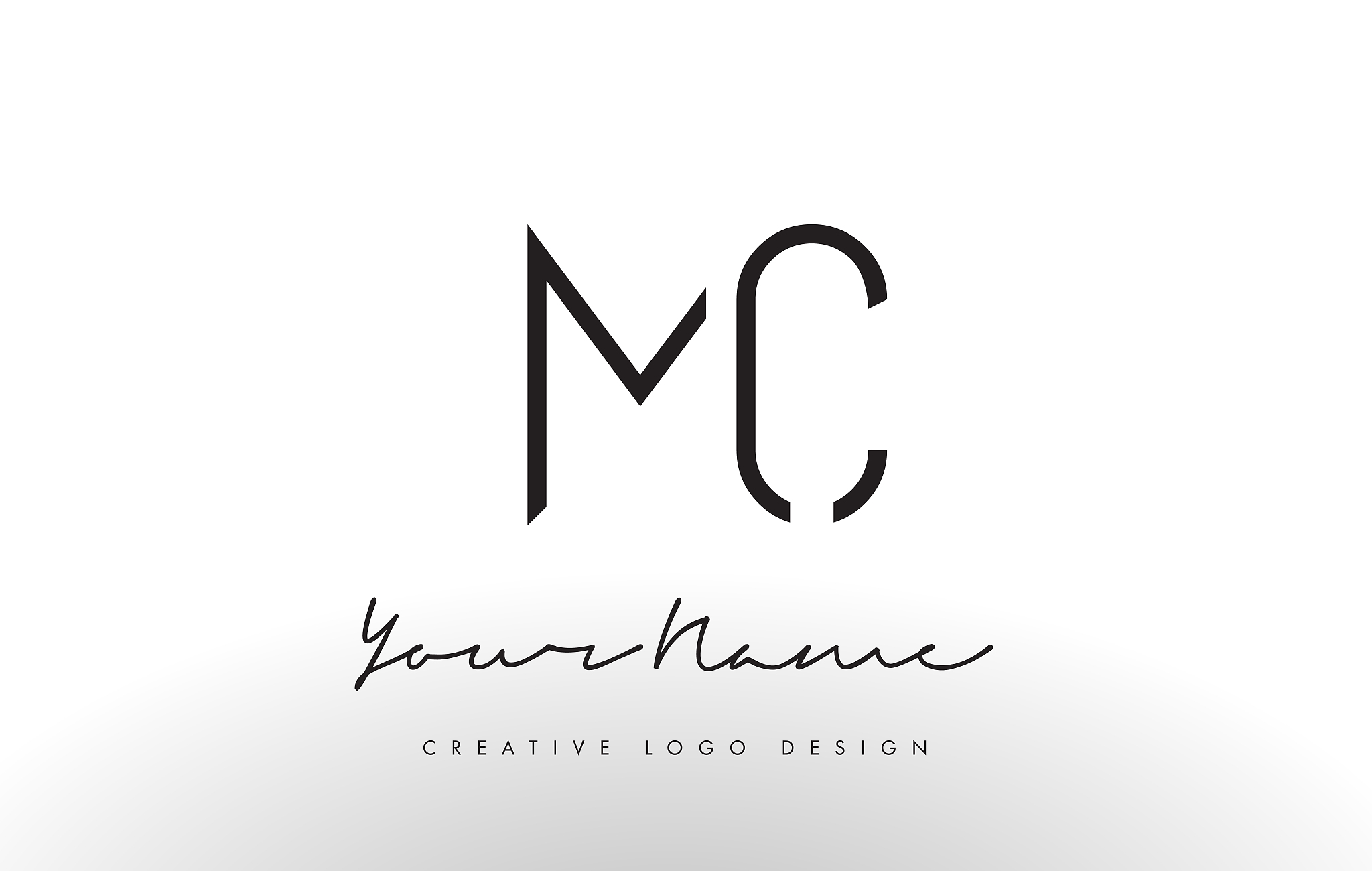 mc letters logo design slim creative simple black