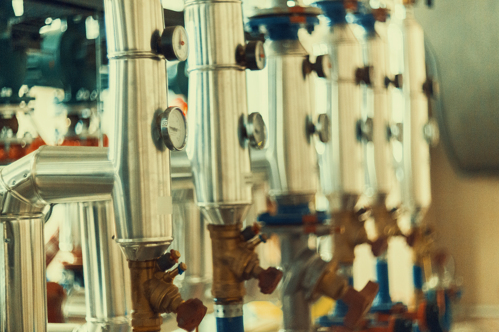 manometers and valves in factory
