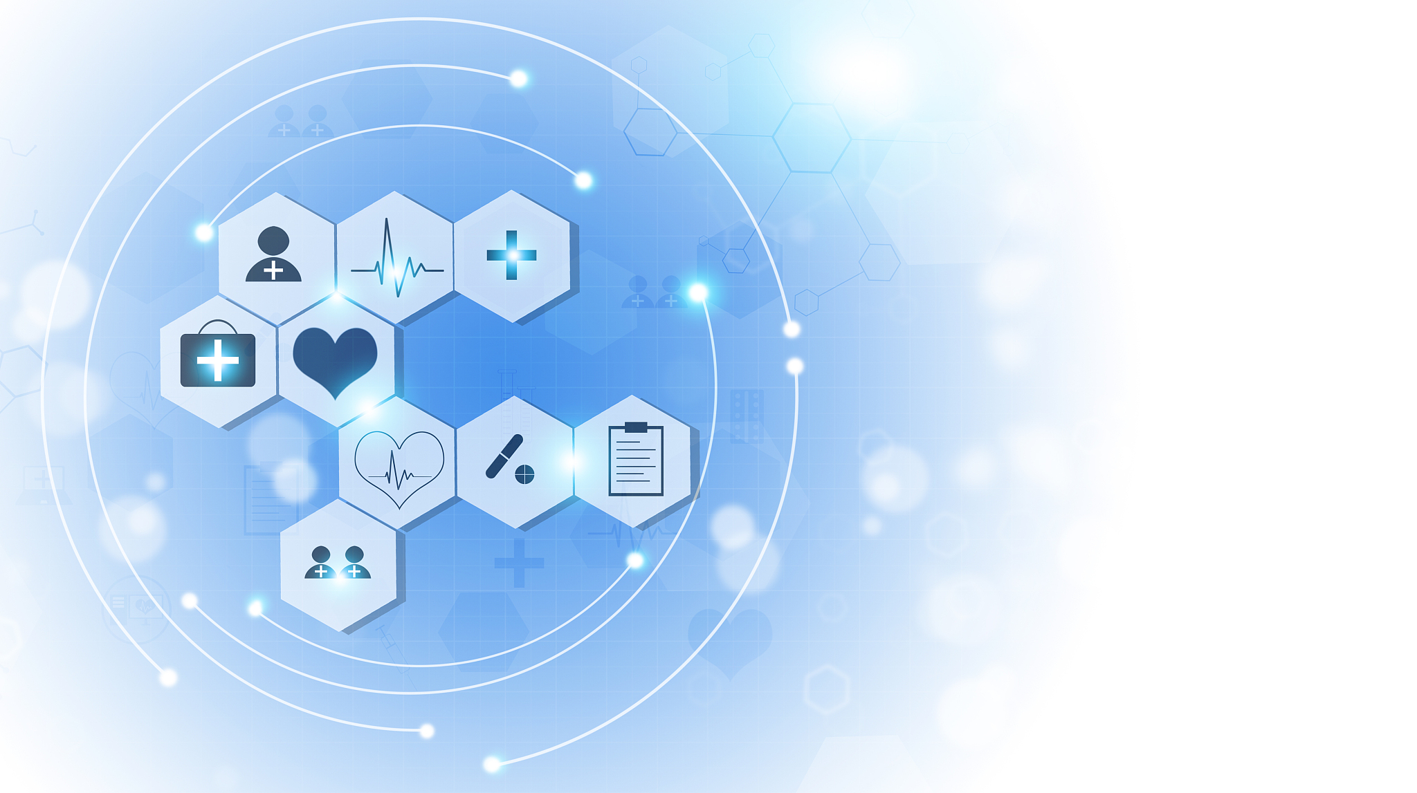 healthcare icons blue background