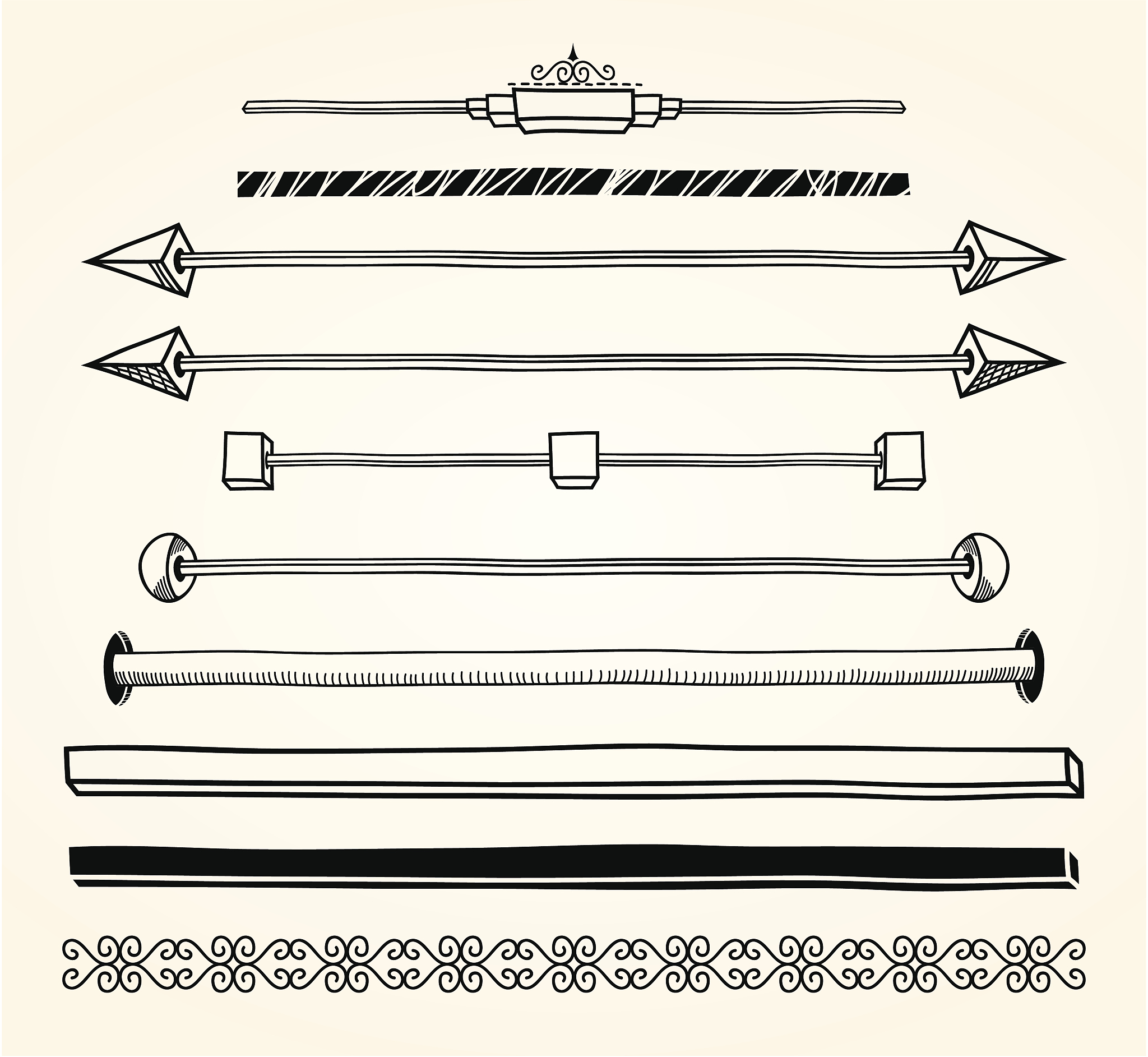 set of dividers, hand drawn