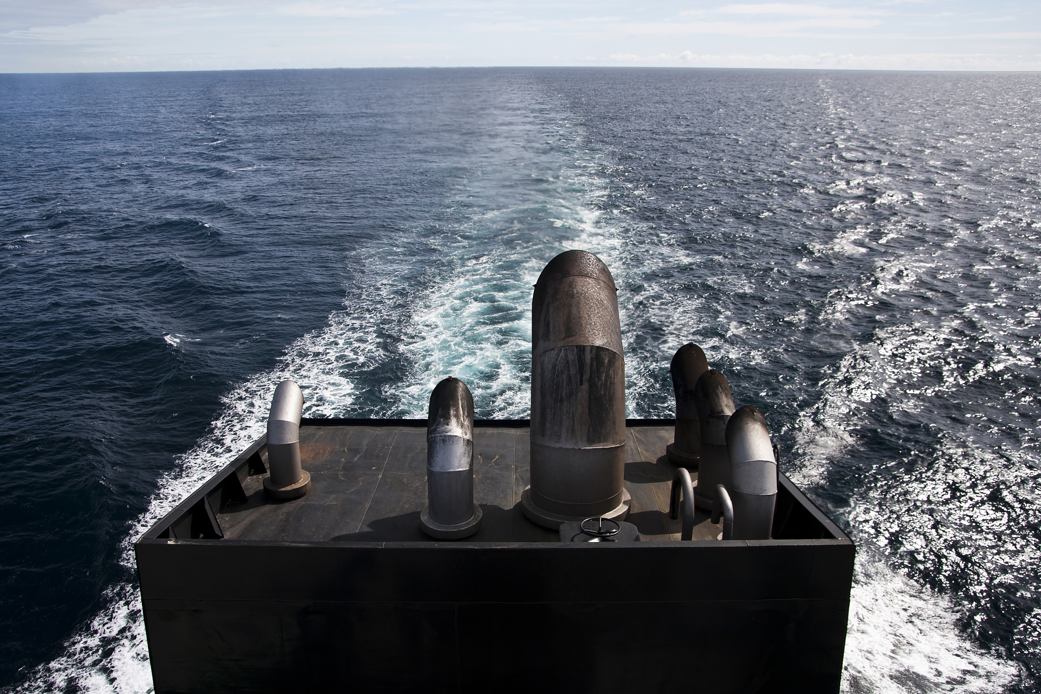 ship's wake and chimney