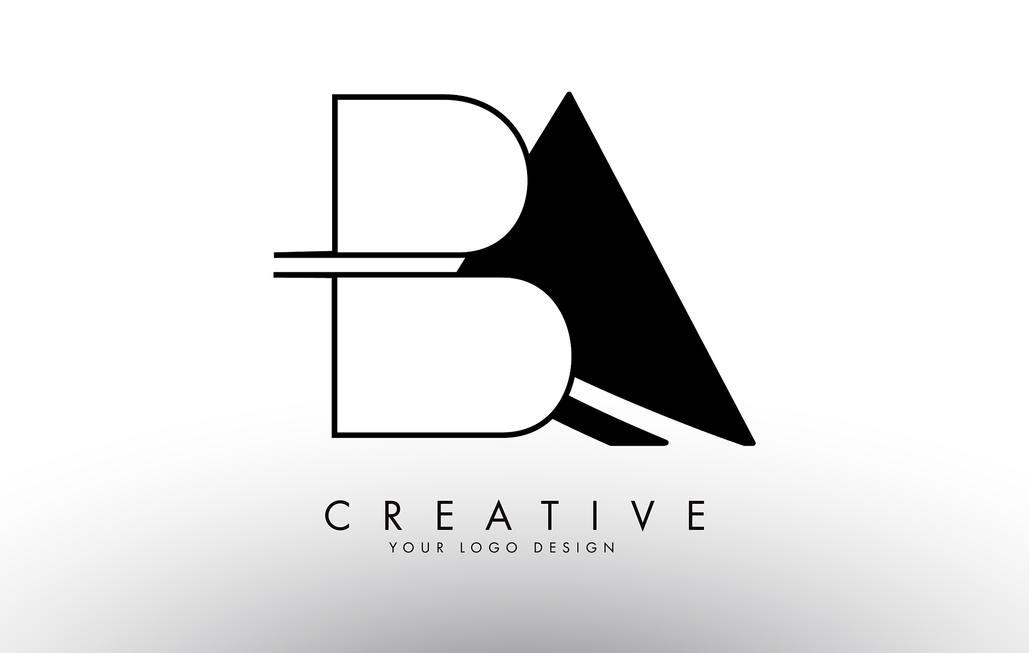 monogram ba b a letters logo design with black