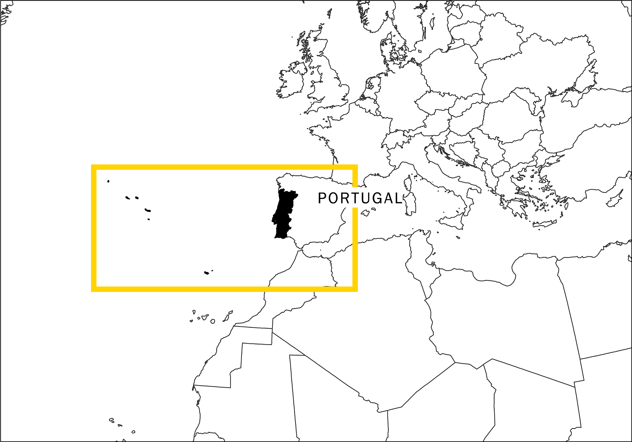 portuga map yellow frame geography national