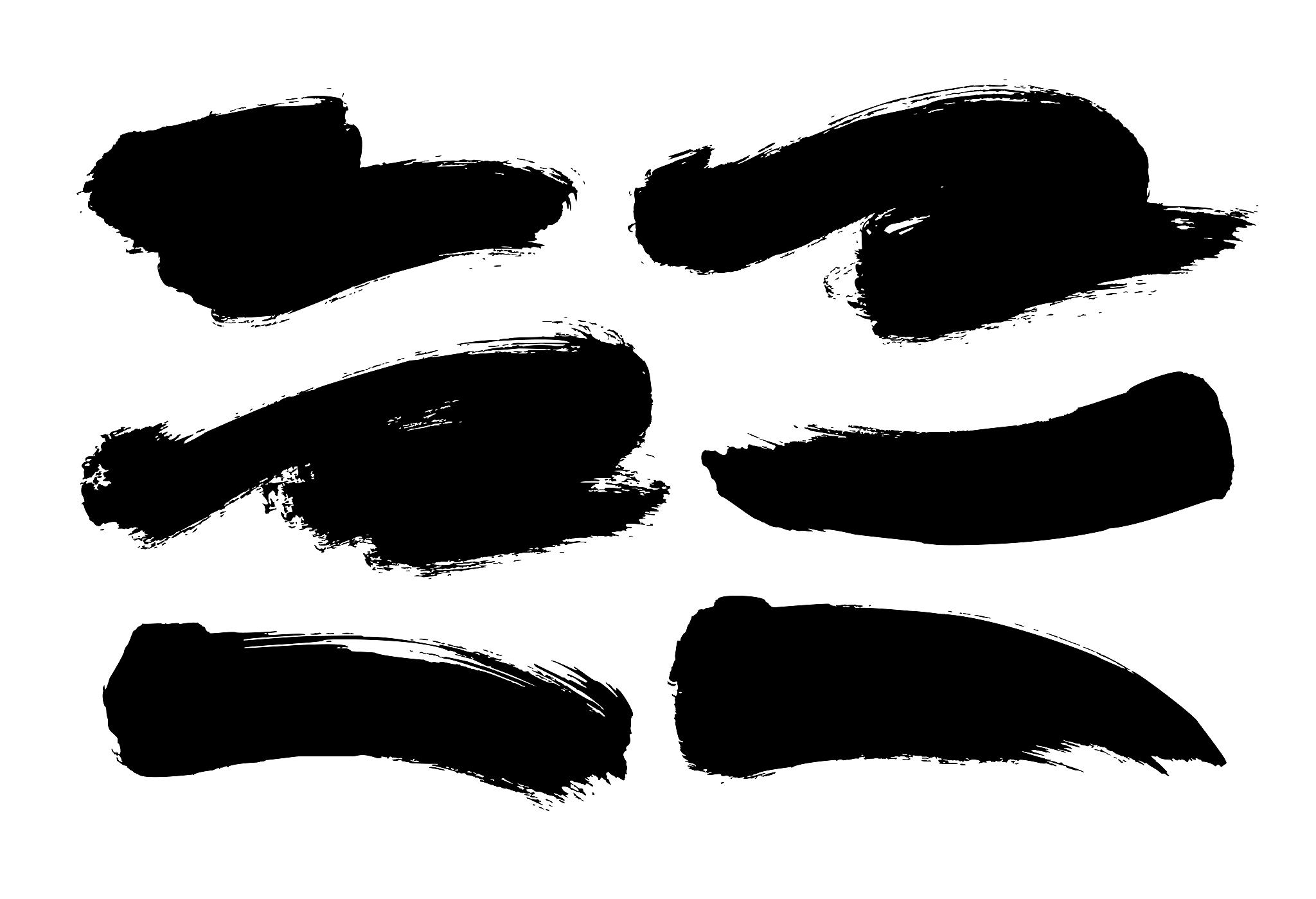 grunge brush strokes vector collection. set of black paint, ink,