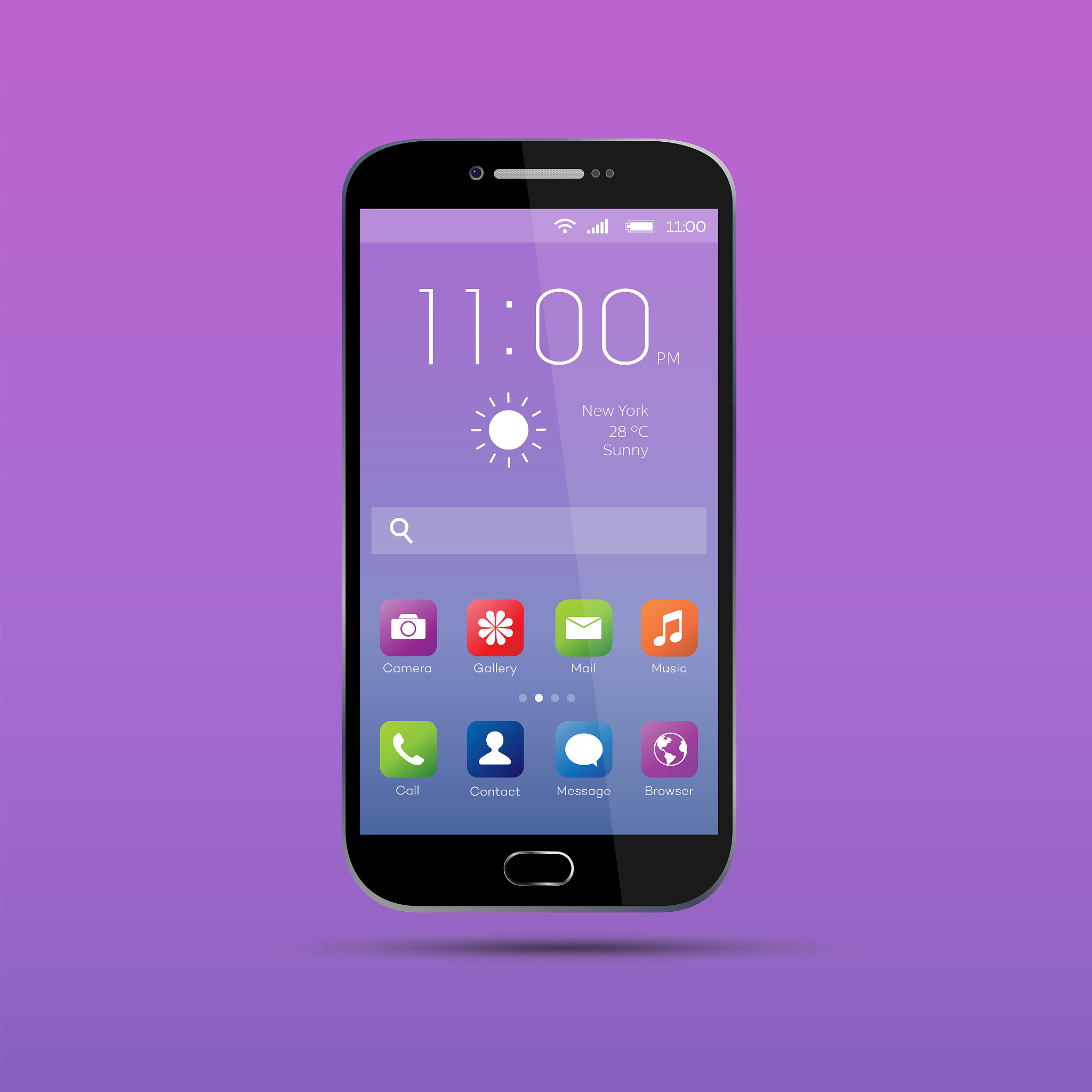realistic, elegant, modern, smartphone collection with applicati