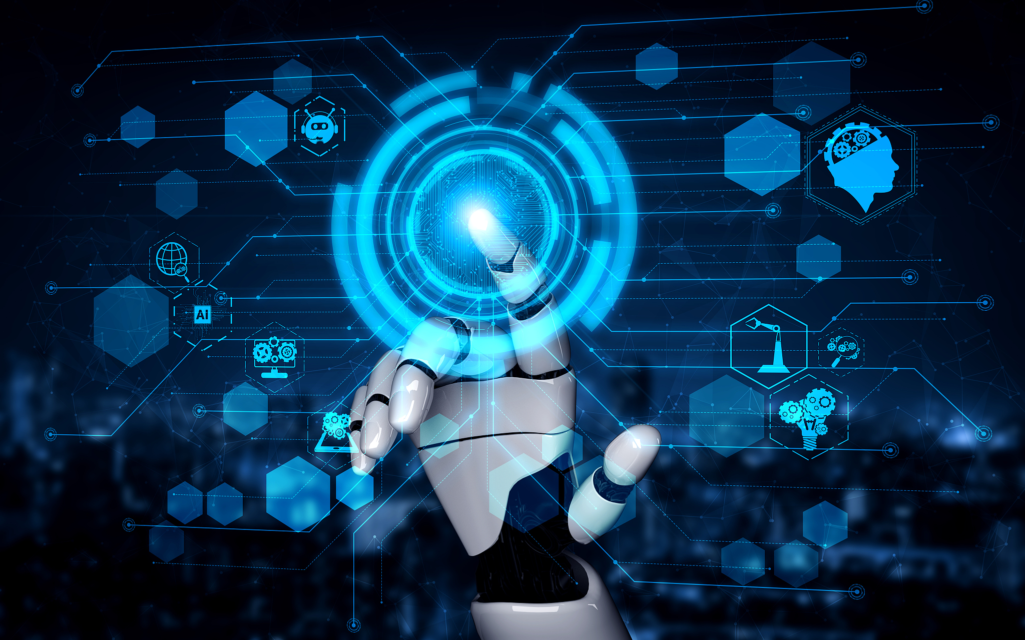 future artificial intelligence robot and cyborg.