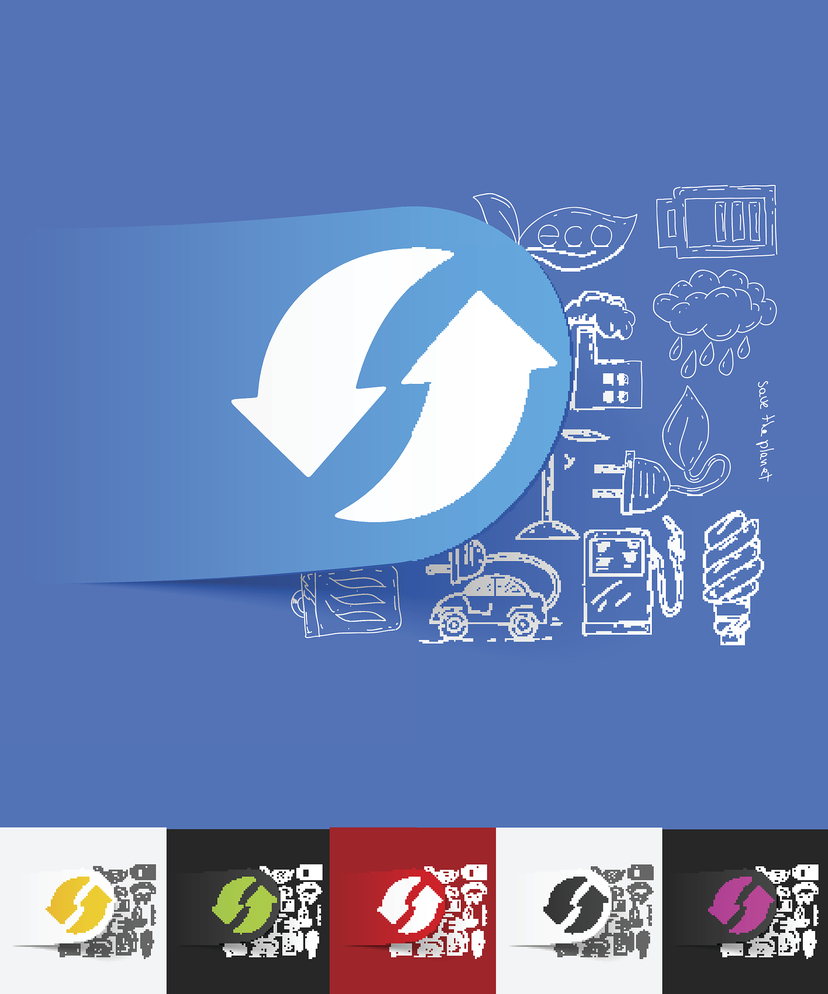 arrow recycling paper sticker with hand drawn elements