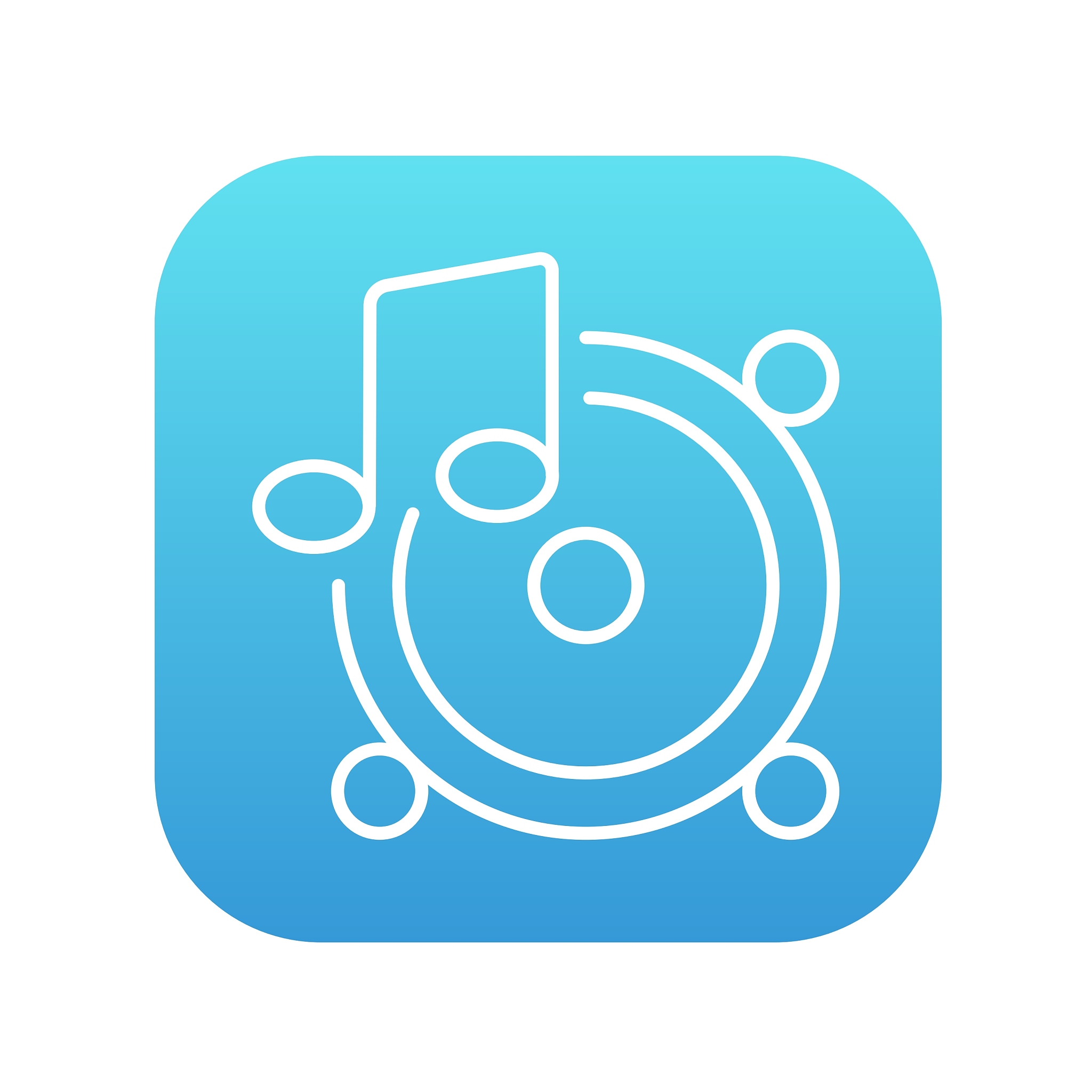 loudspeakers with music note line icon