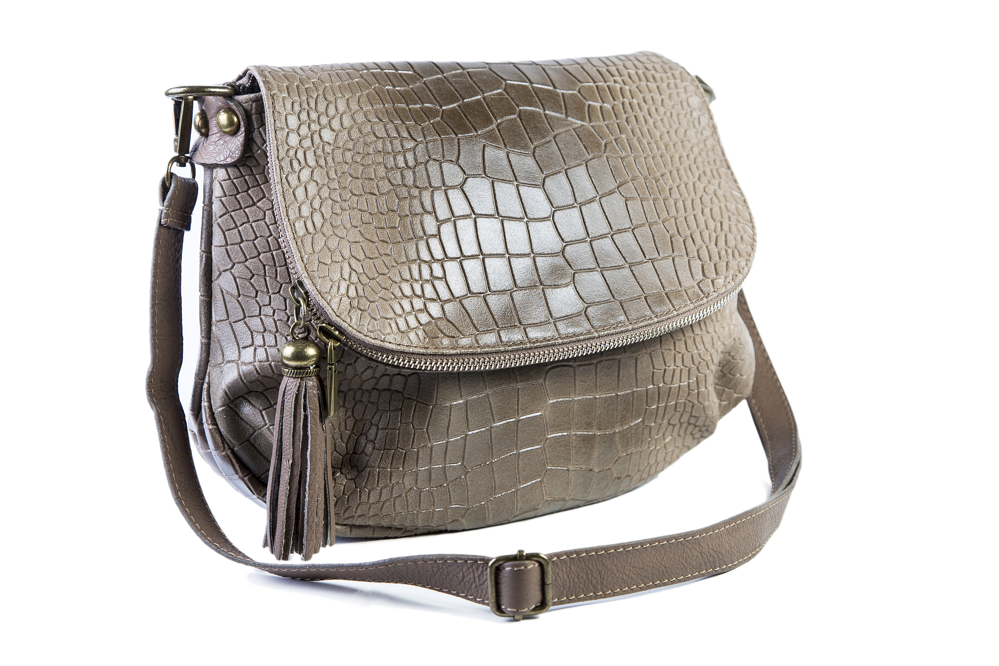 leather female bag on a white background online shop
