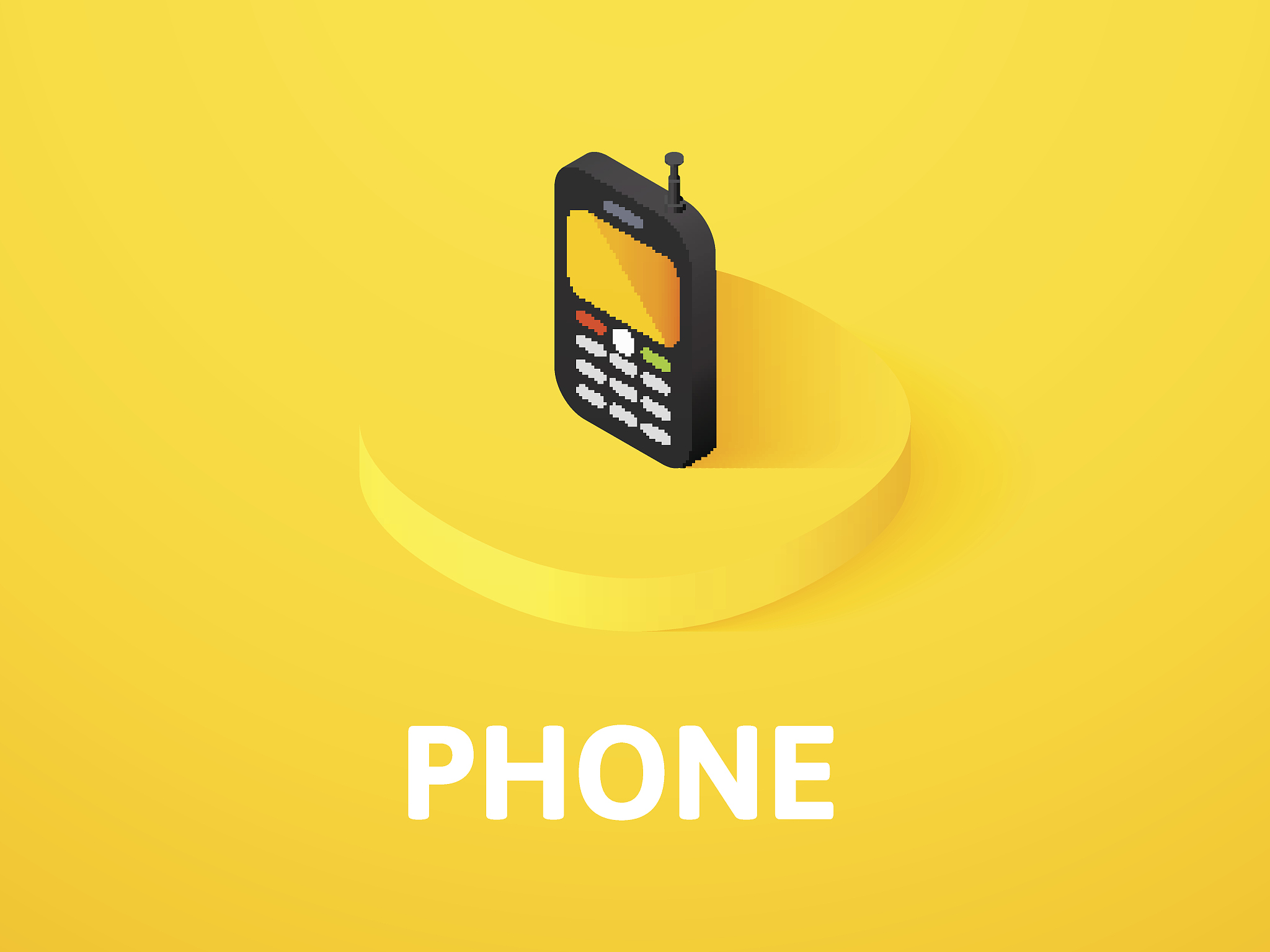 phone isometric icon, isolated on color background