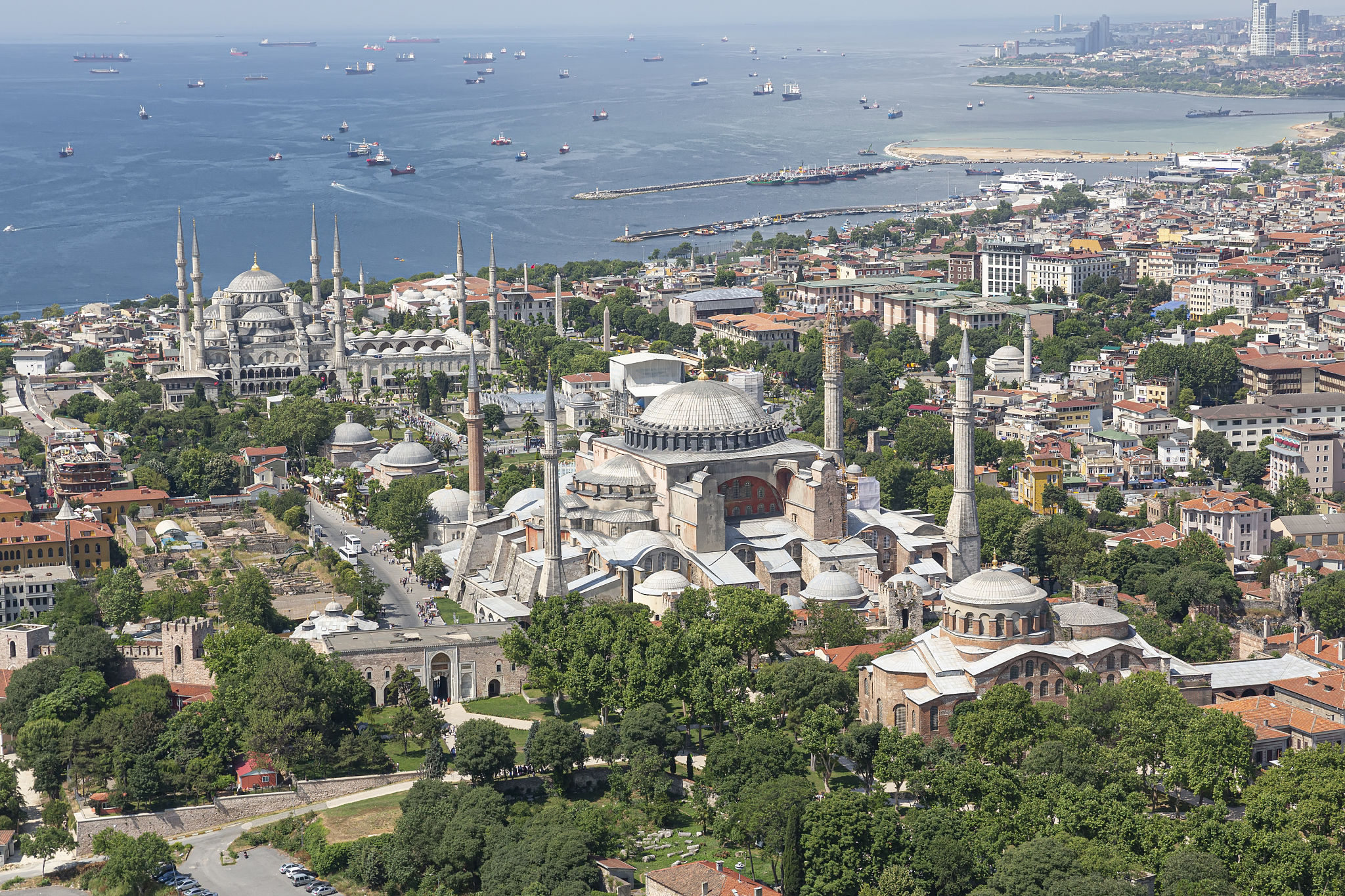 istanbul aerial photo. view of from helicopter ; historic penins