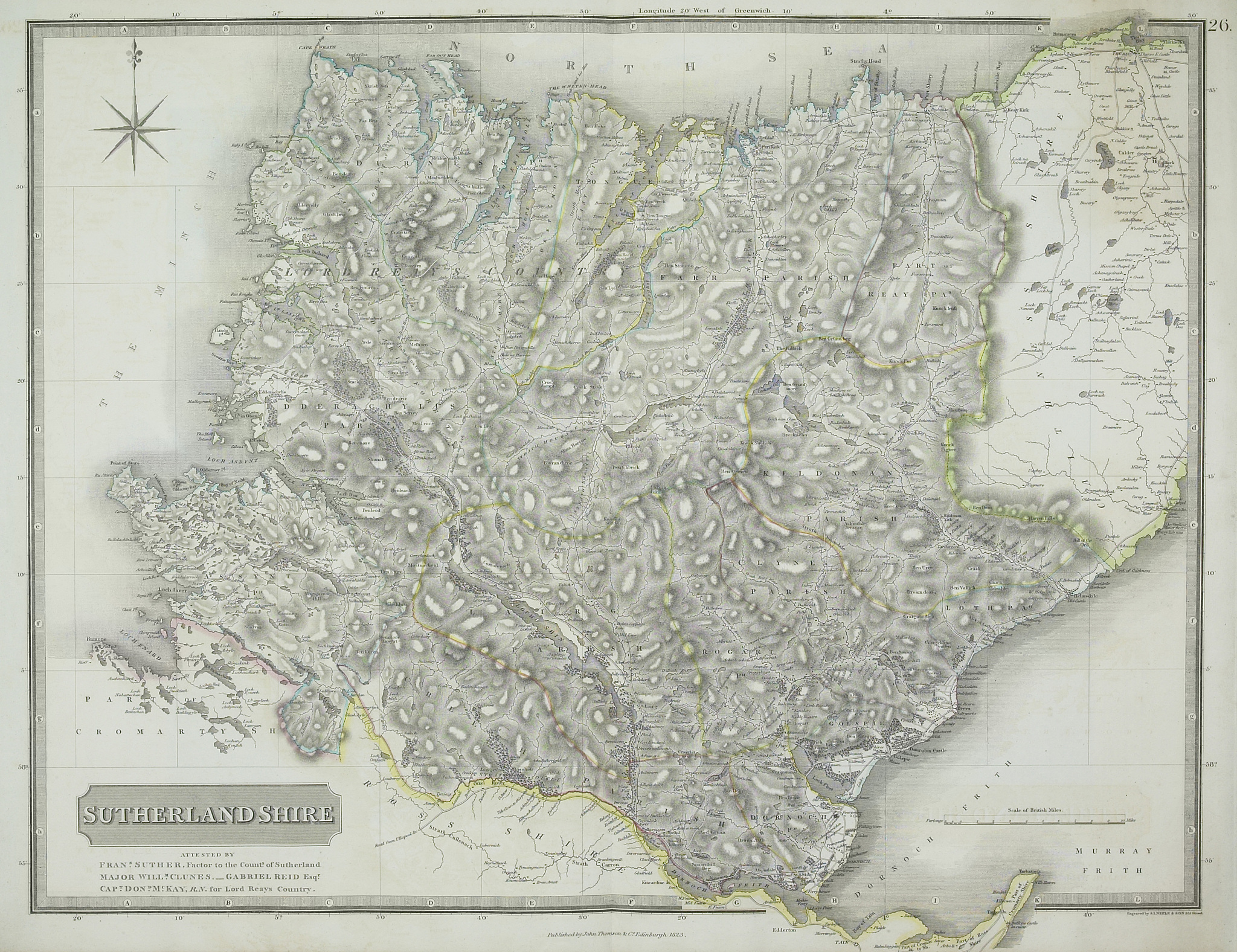 antique map of county of sutherlandshire in scotland