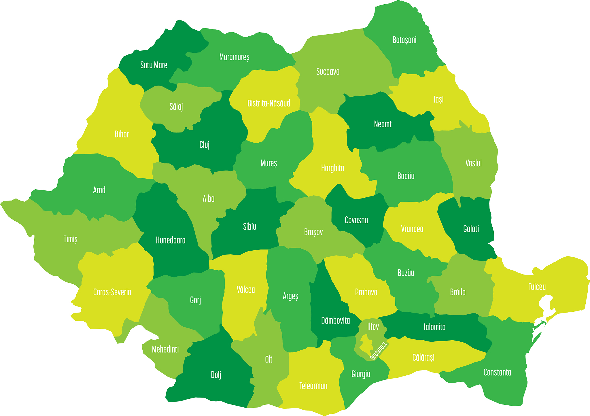 administrative counties of romania map in