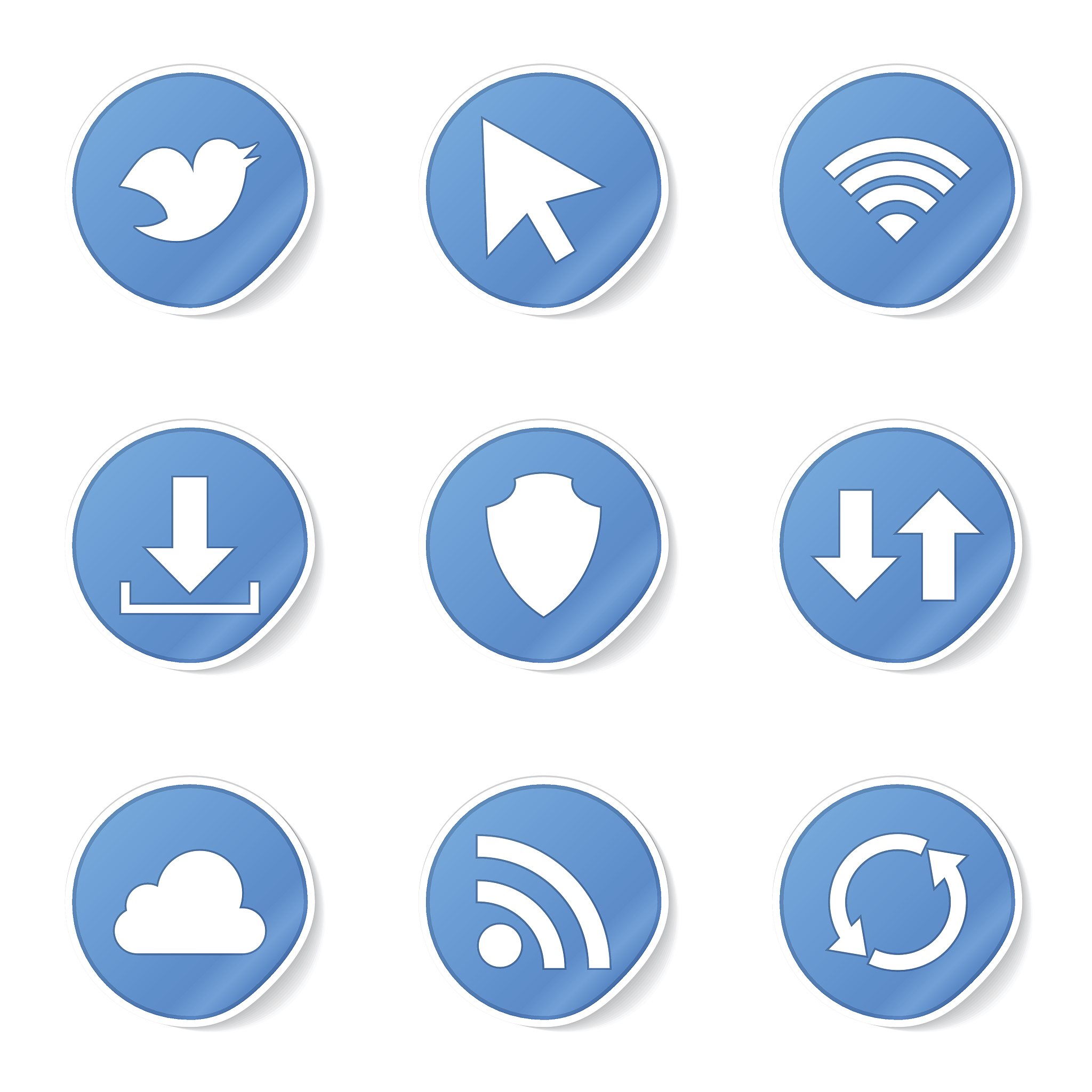 web internet social blue vector button icon design set