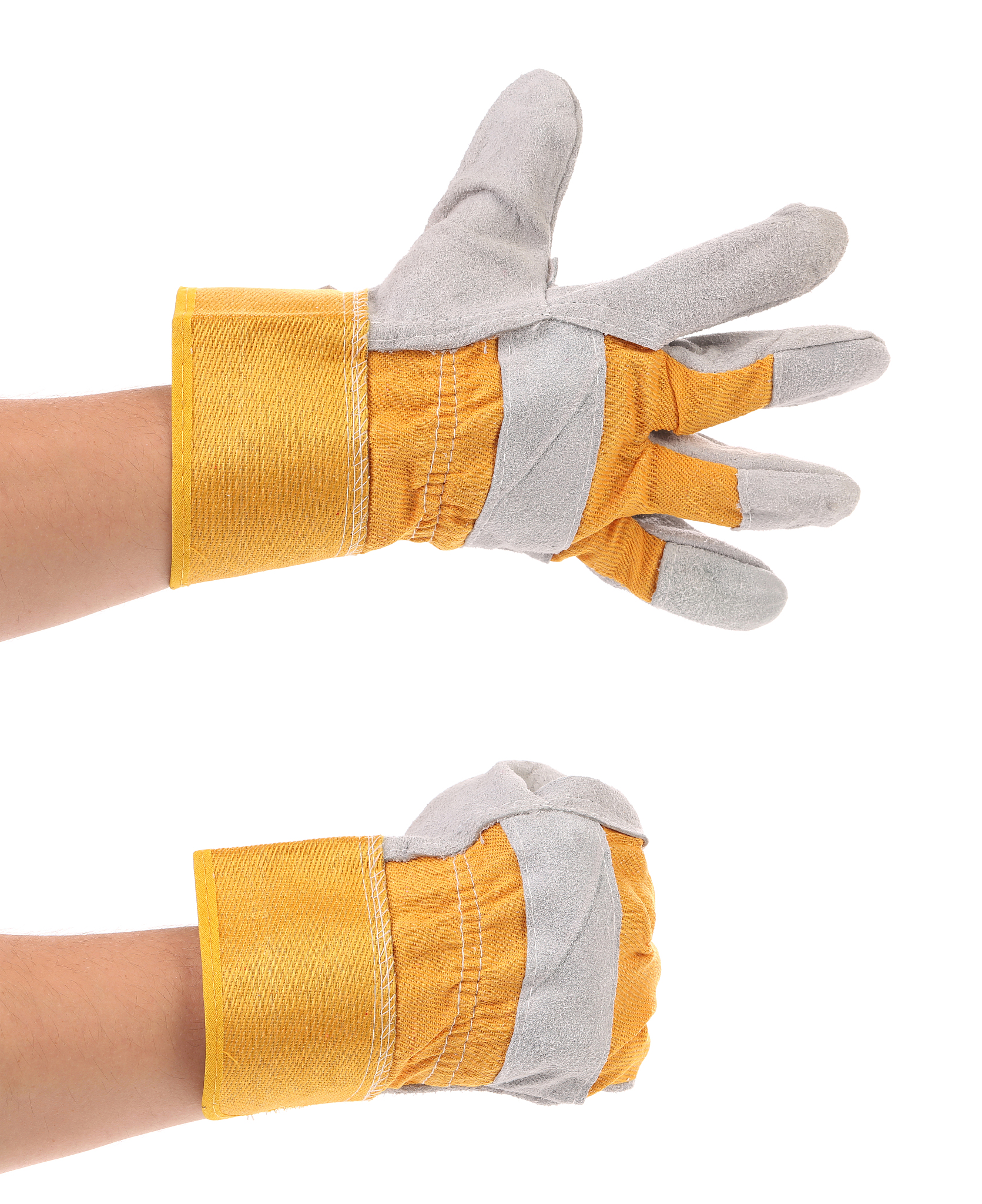 two yellow working glove