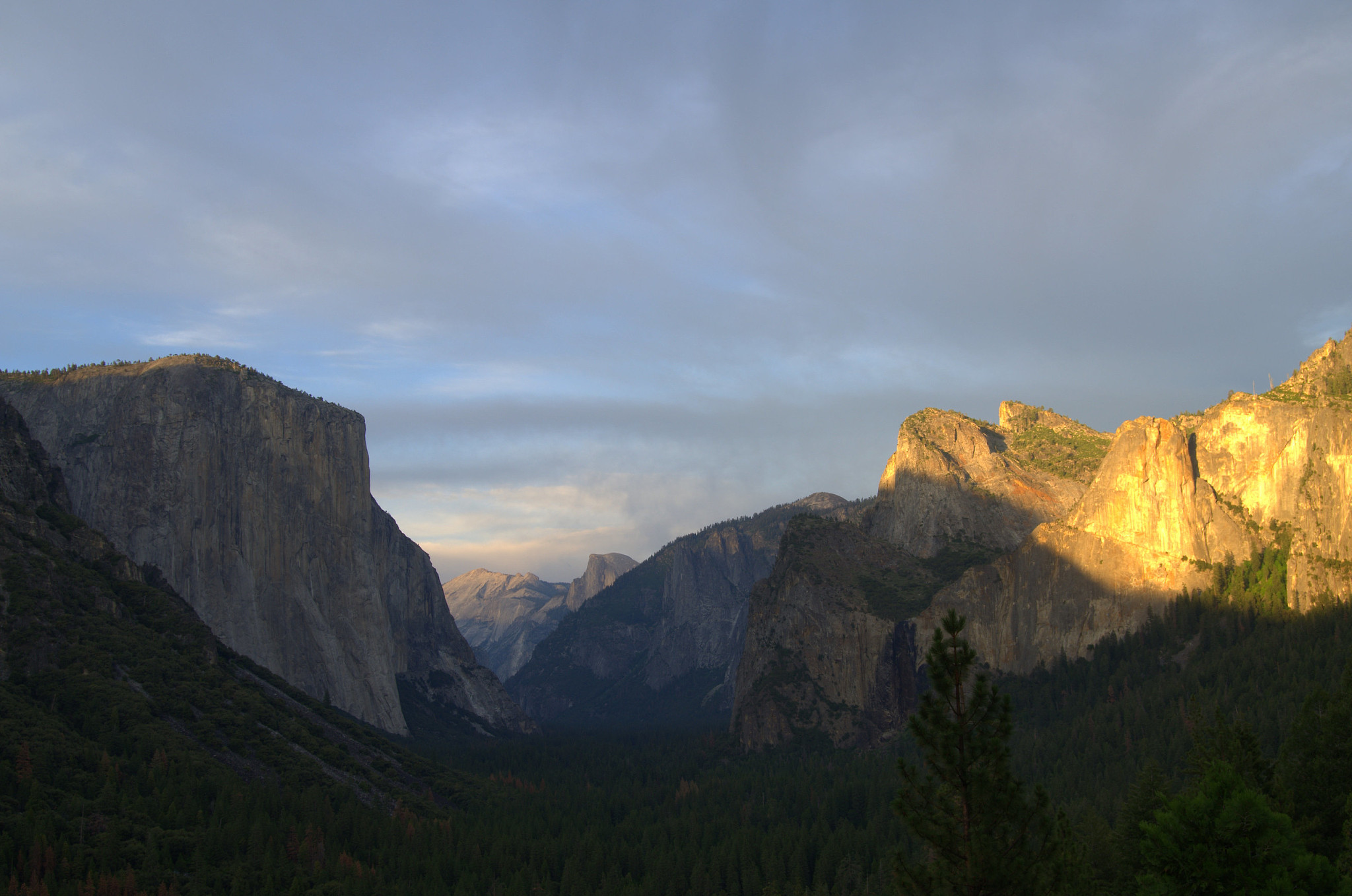 golden reflection at sunset, yosemite