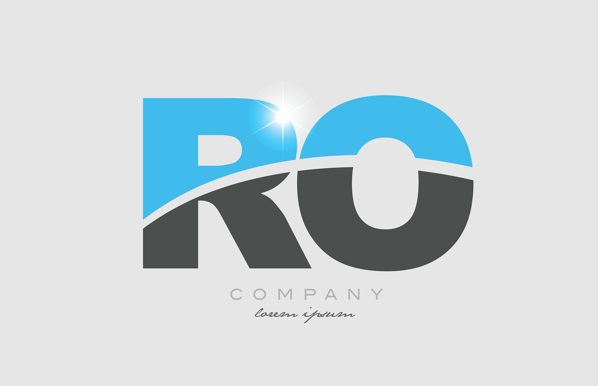 combination letter ro r o in grey blue color alphabet for logo i
