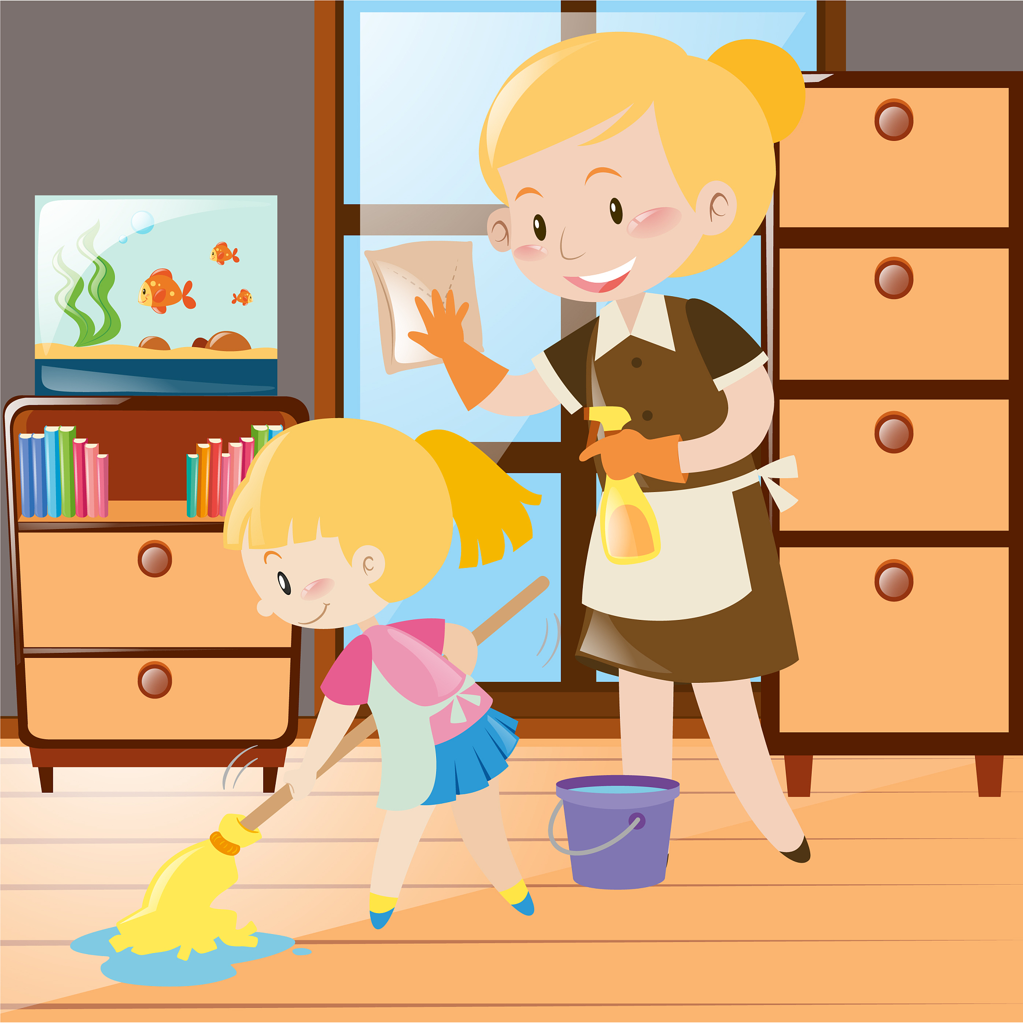 帮妈妈做家务，满满的幸福感！