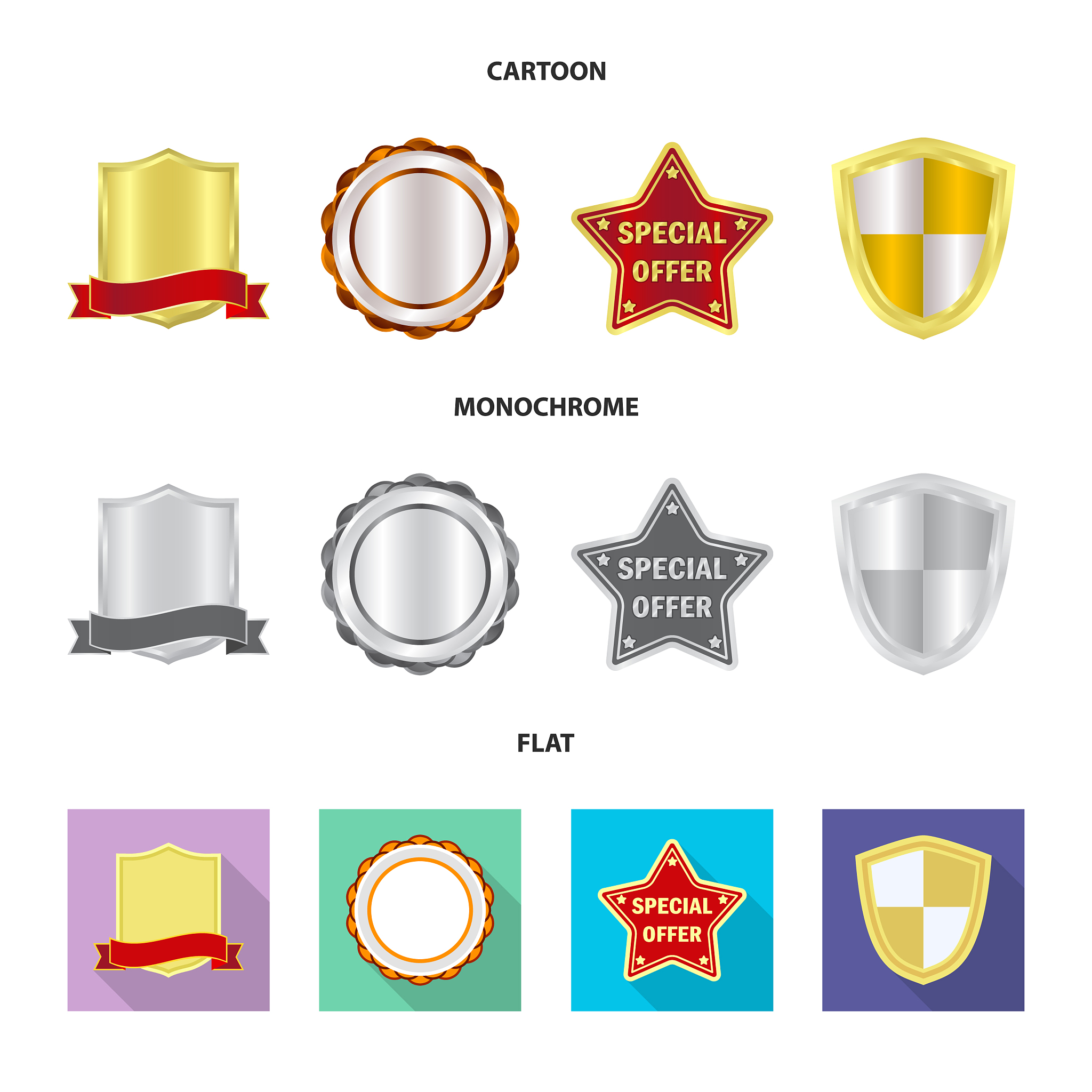 design of emblem and badge icon set of