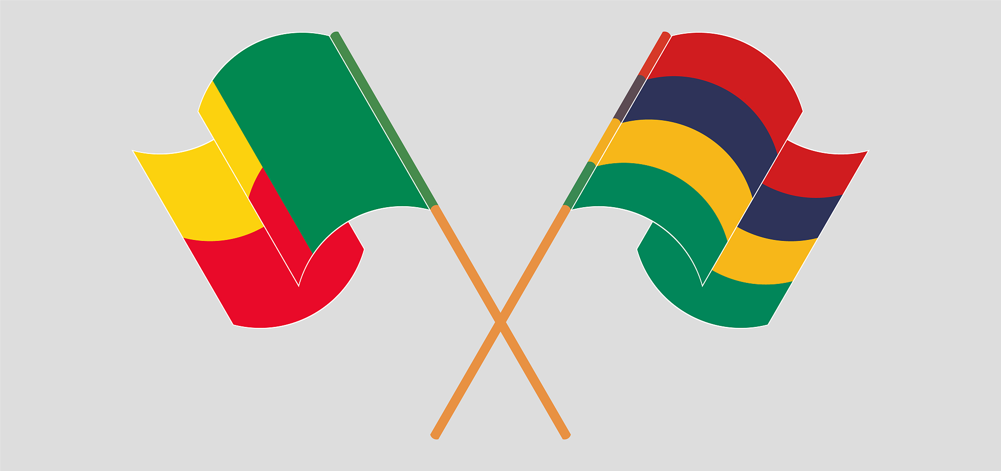 crossed flags of benin and mauritius