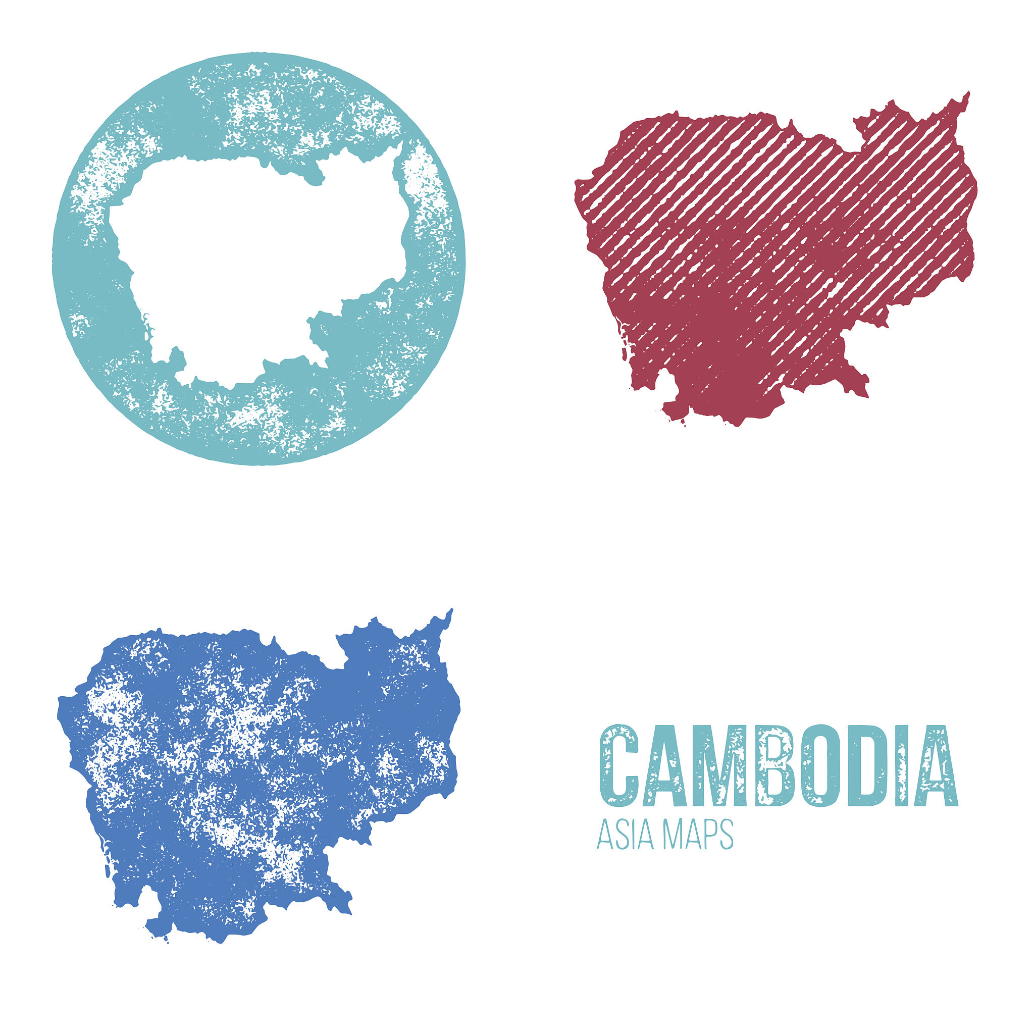 cambodia grunge retro maps - asia