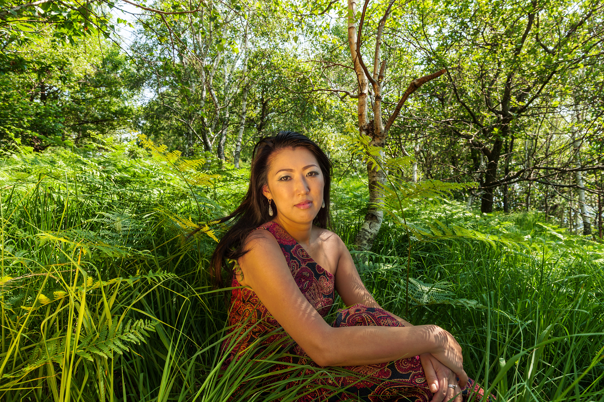 asian girl portrait outdoors in the forest