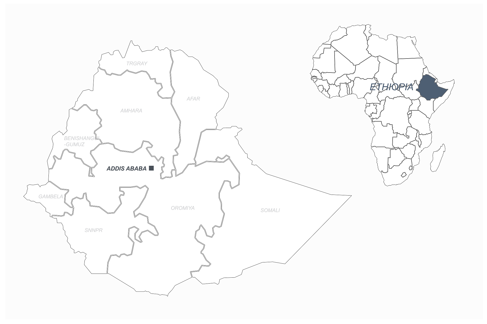 ethiopia map. vector map of ethiopia in africa