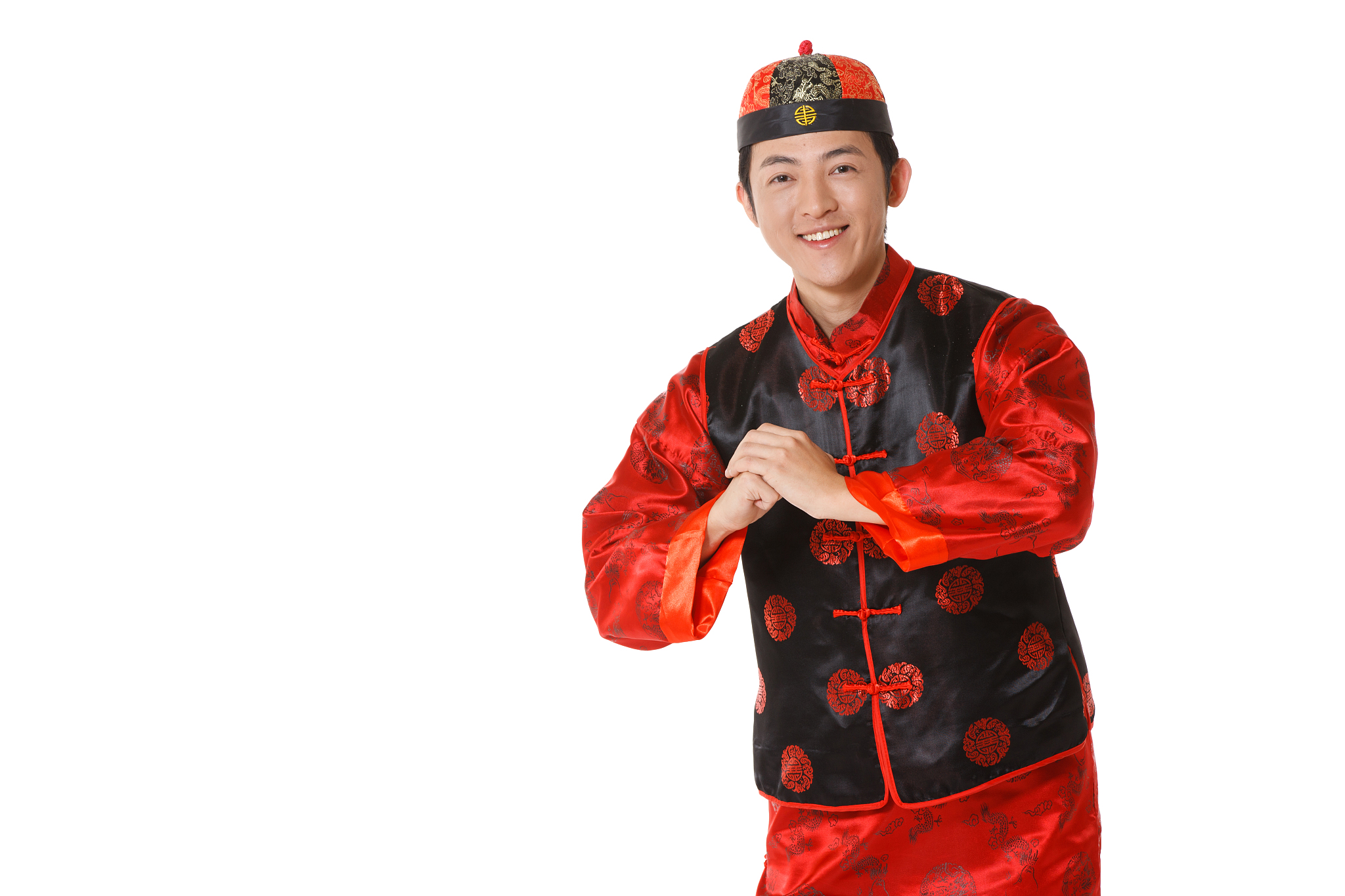 青年男人恭贺新年