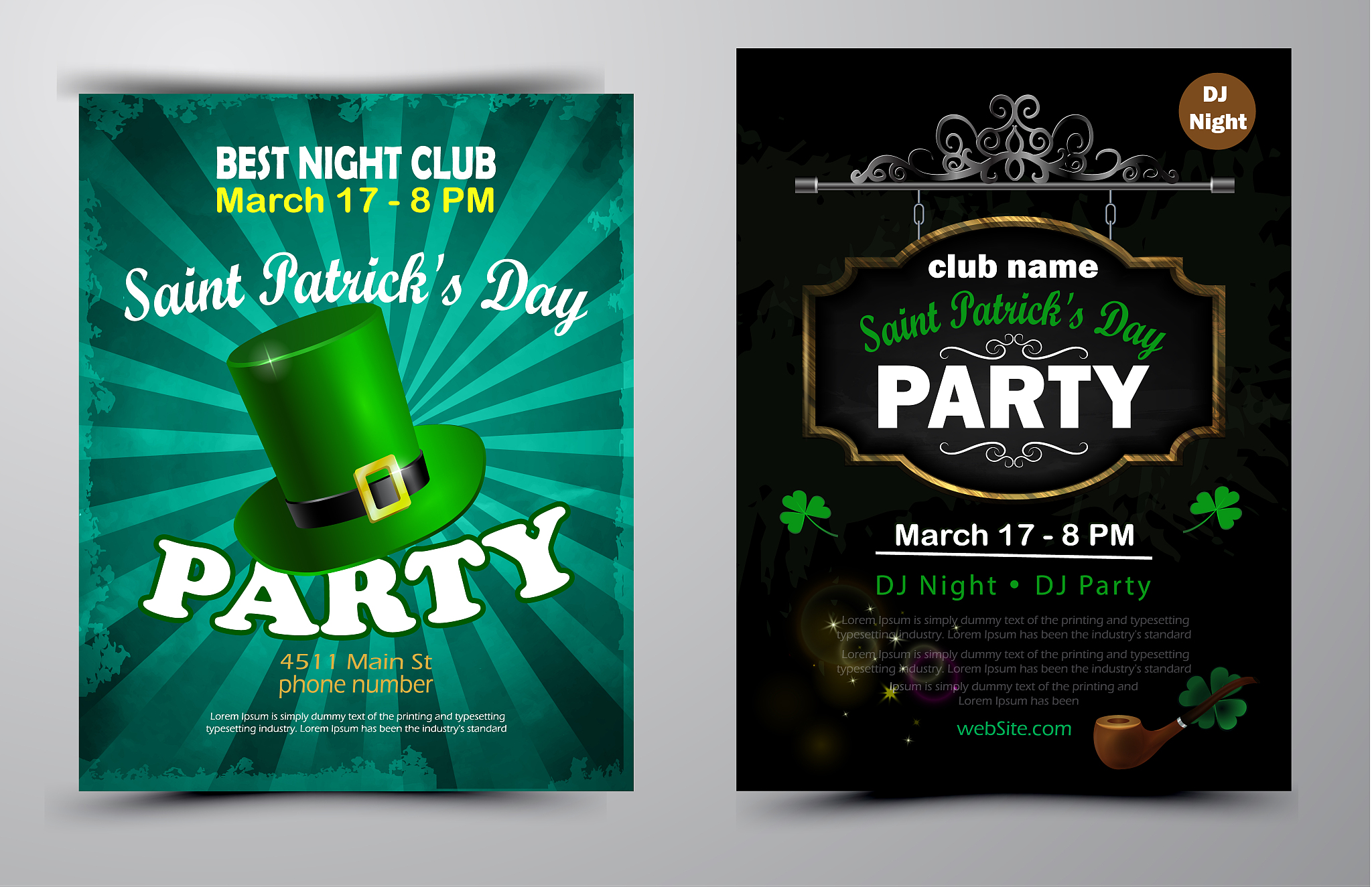 st. patrick s day poster set vector illustration