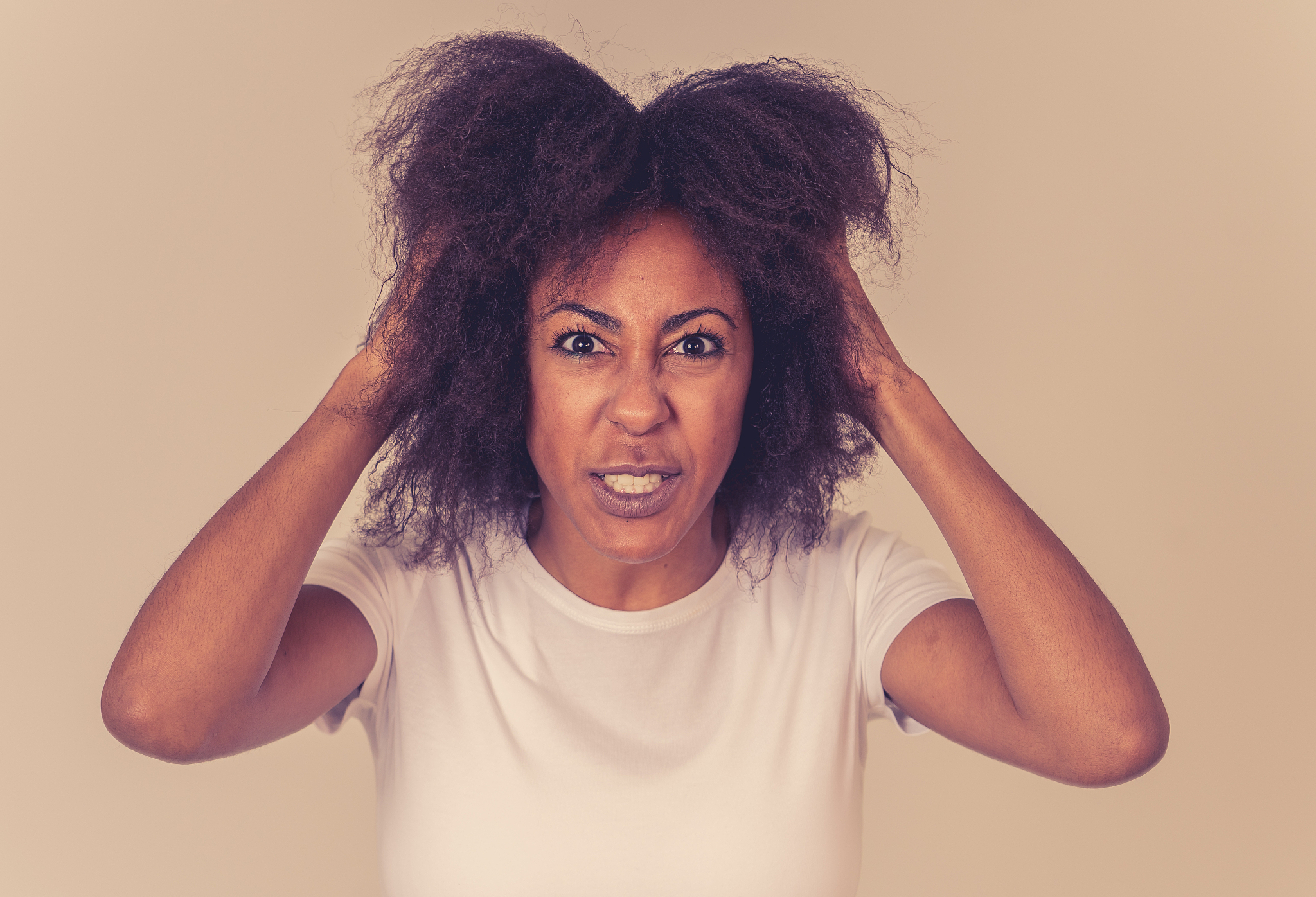 portrait of attractive frustrated african american woman with an