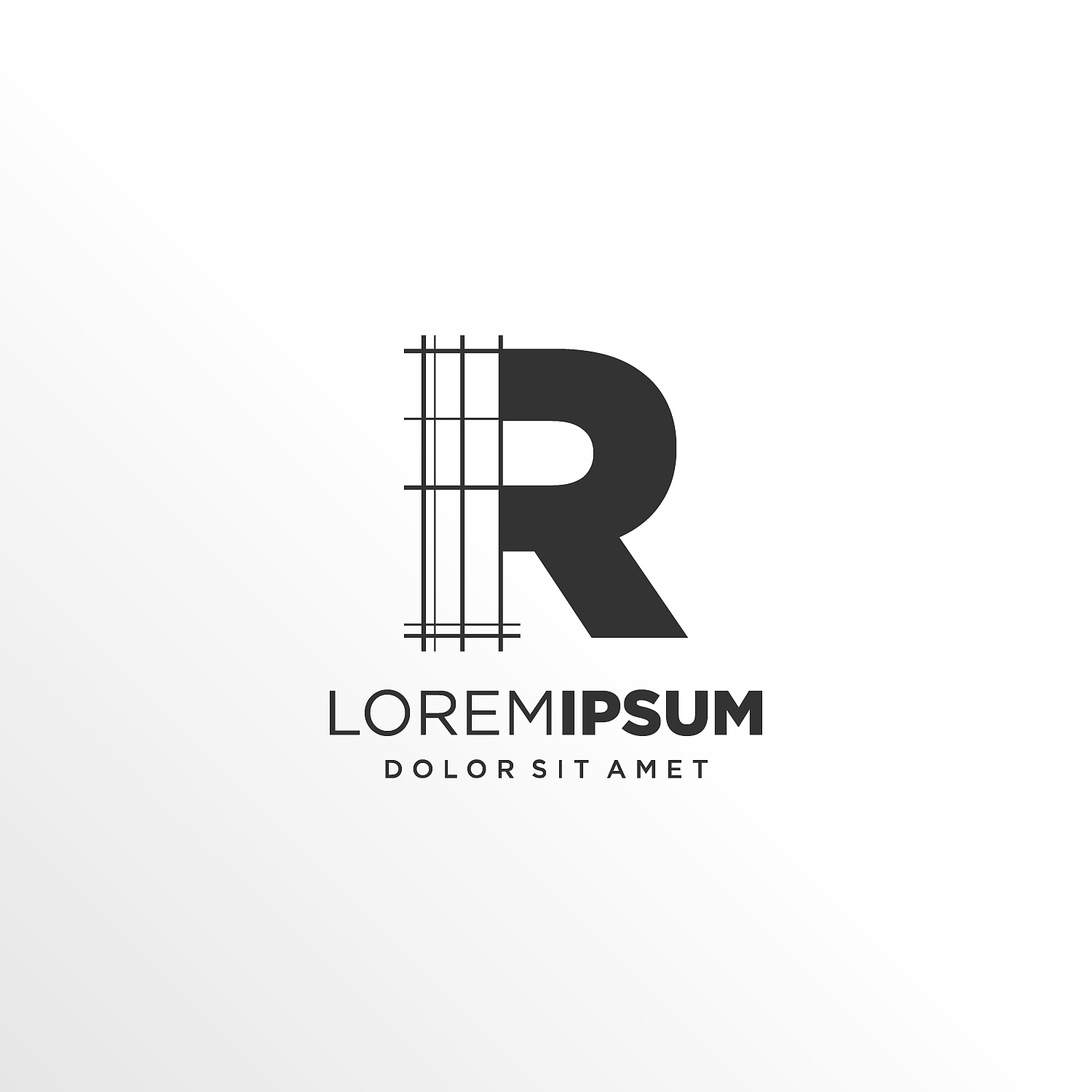 letter r logo design with architecture element
