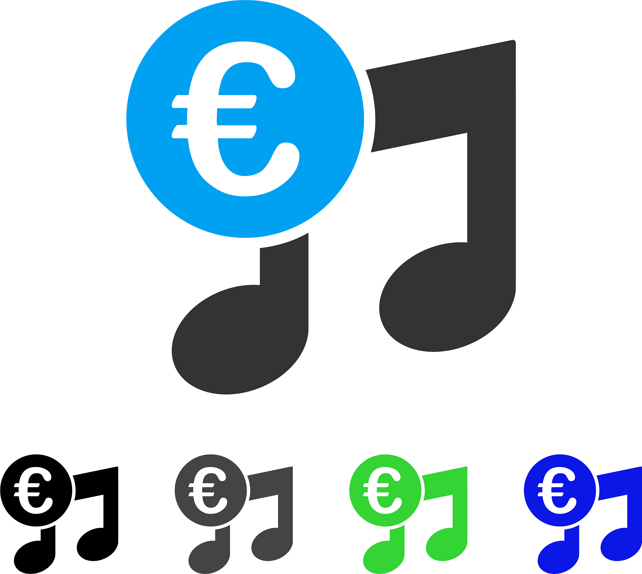 euro music notes flat icon