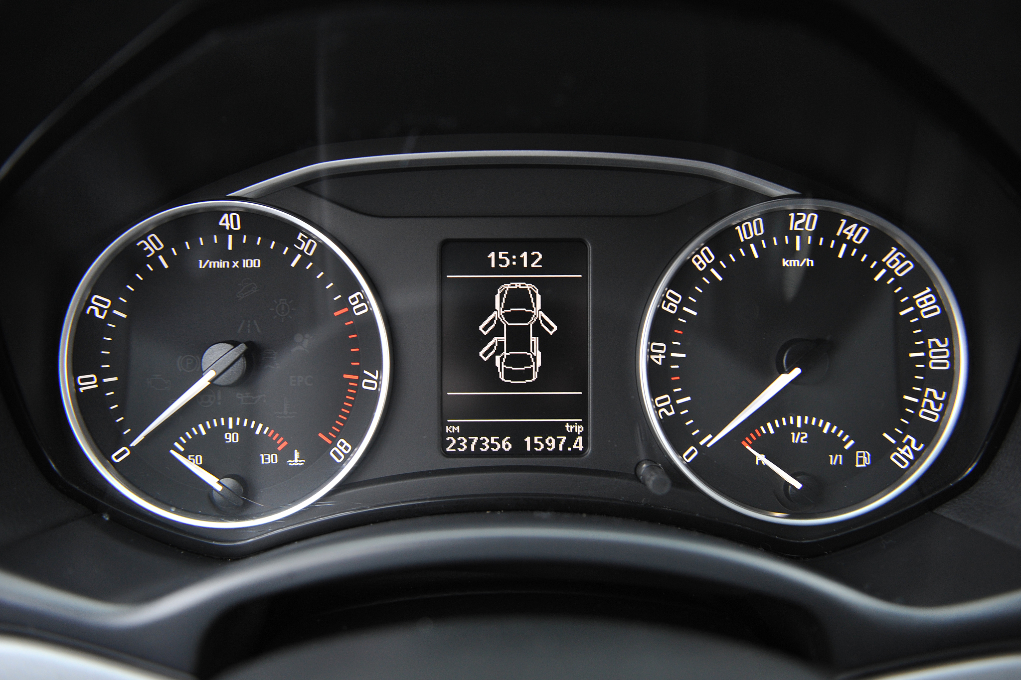 controls near the steering wheel in a modern car