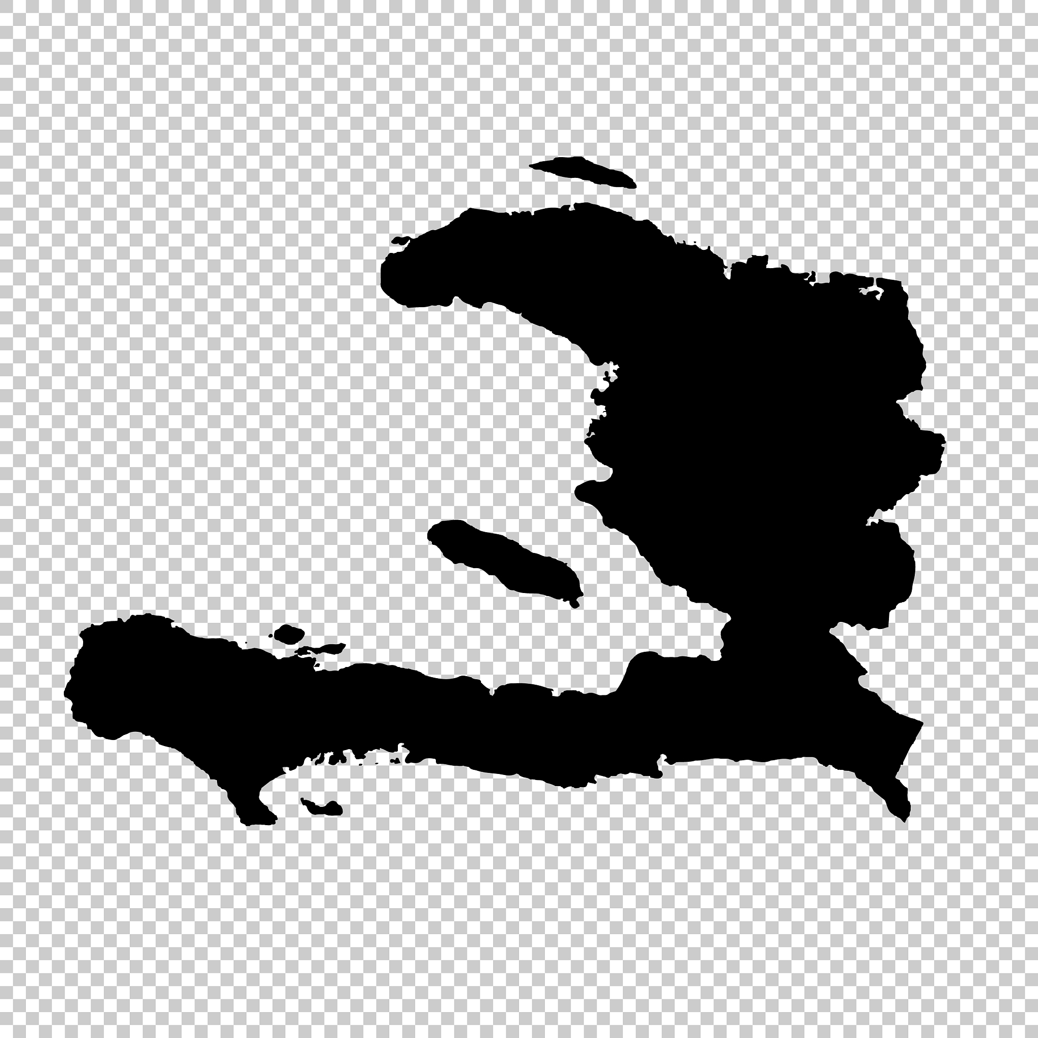 map haiti isolated black on