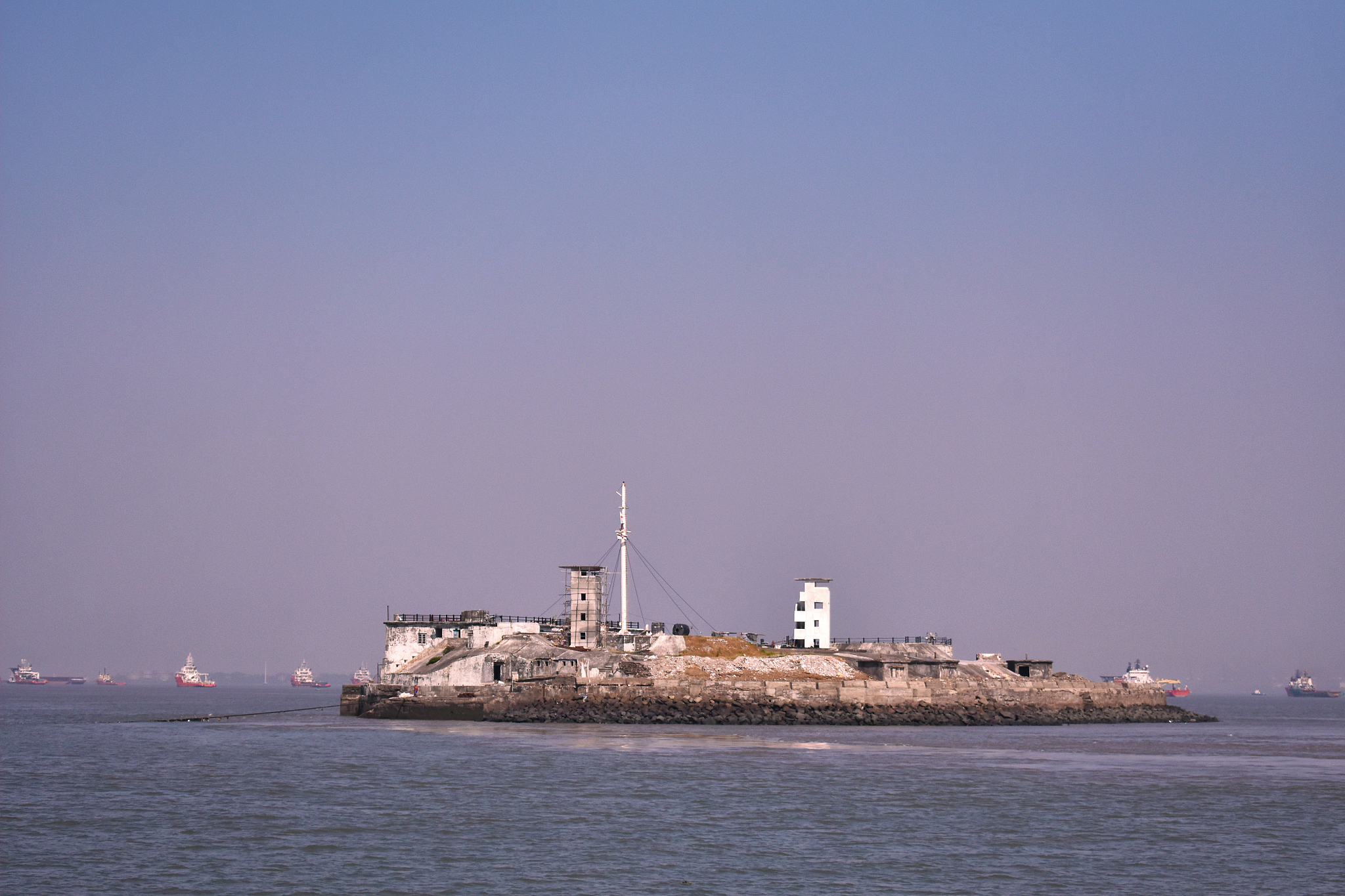 closeup view of a island surrounded by water near mumbai