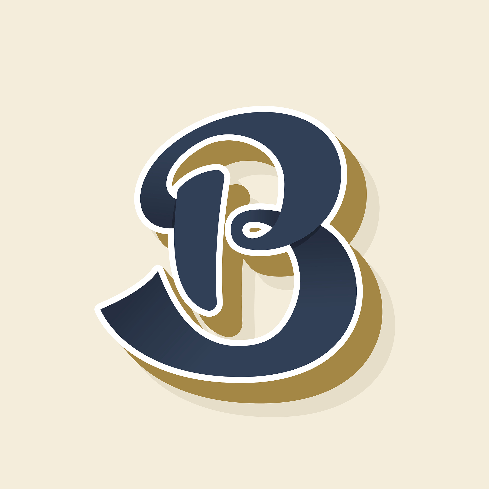 b letter icon in vintage style.