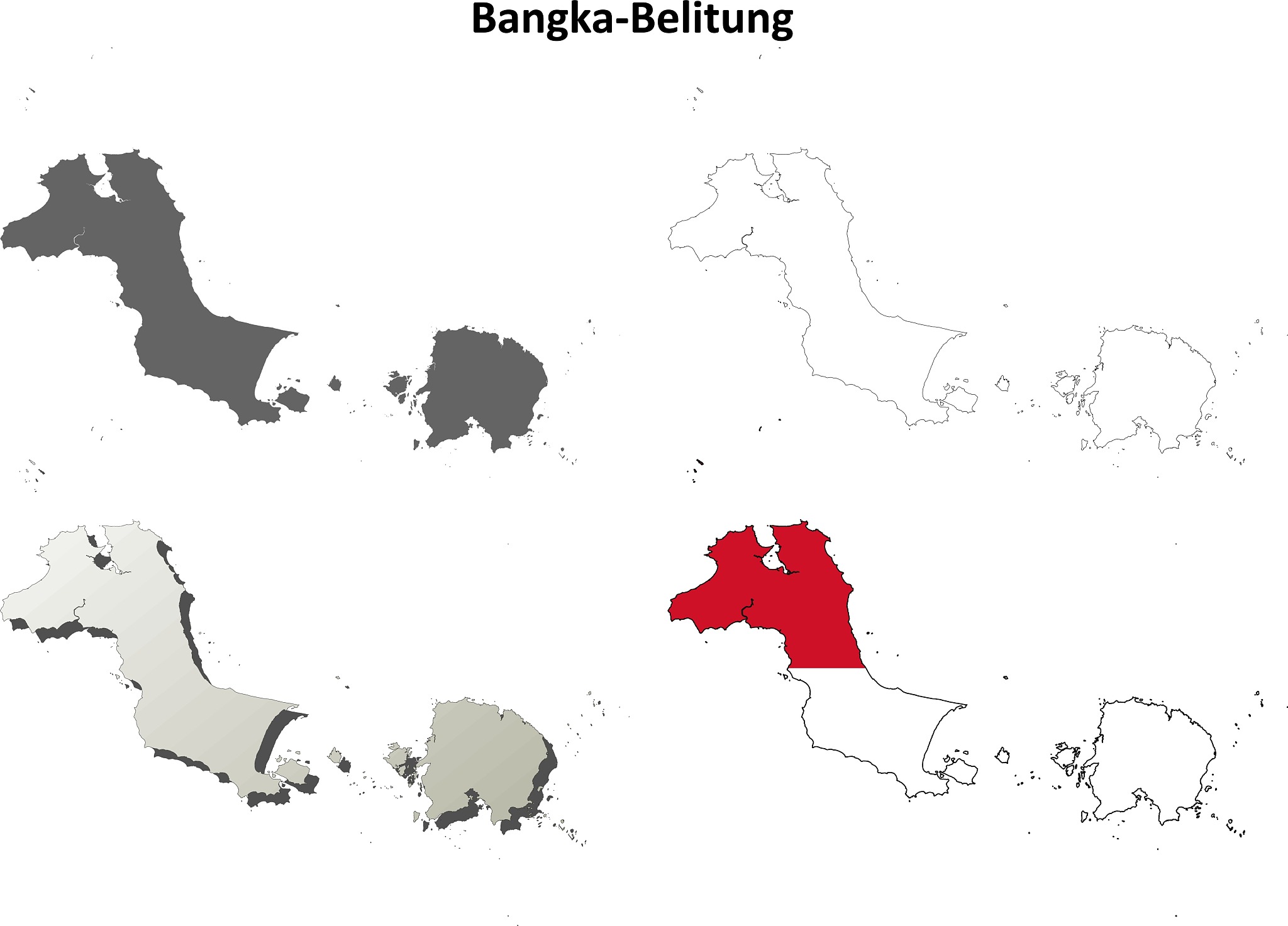 bangka-belitung blank outline map set