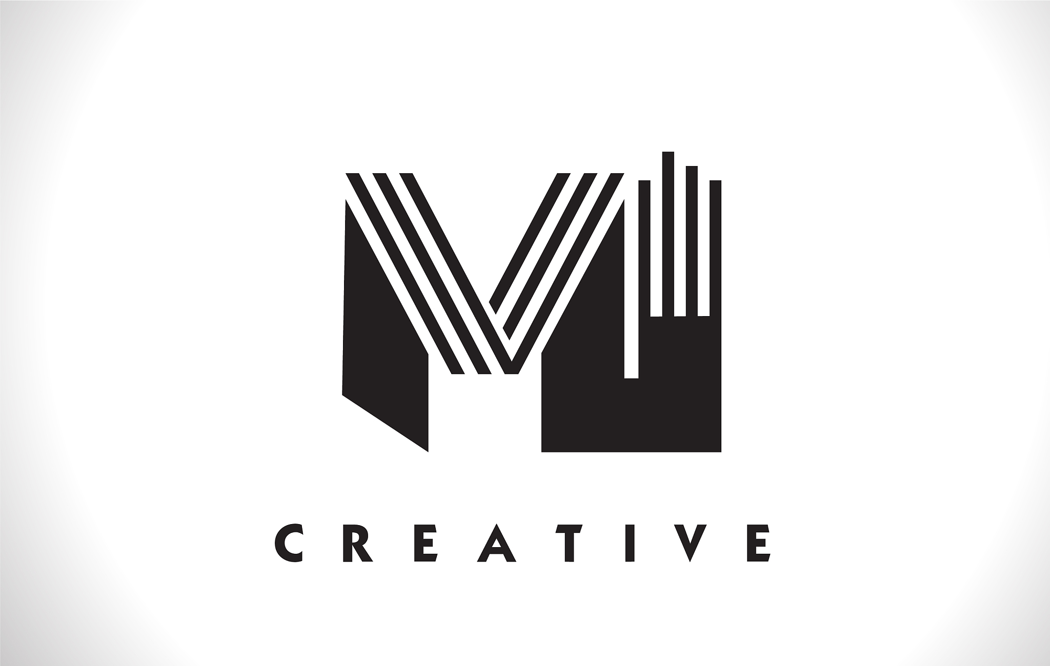 mi logo letter with black lines design line letter